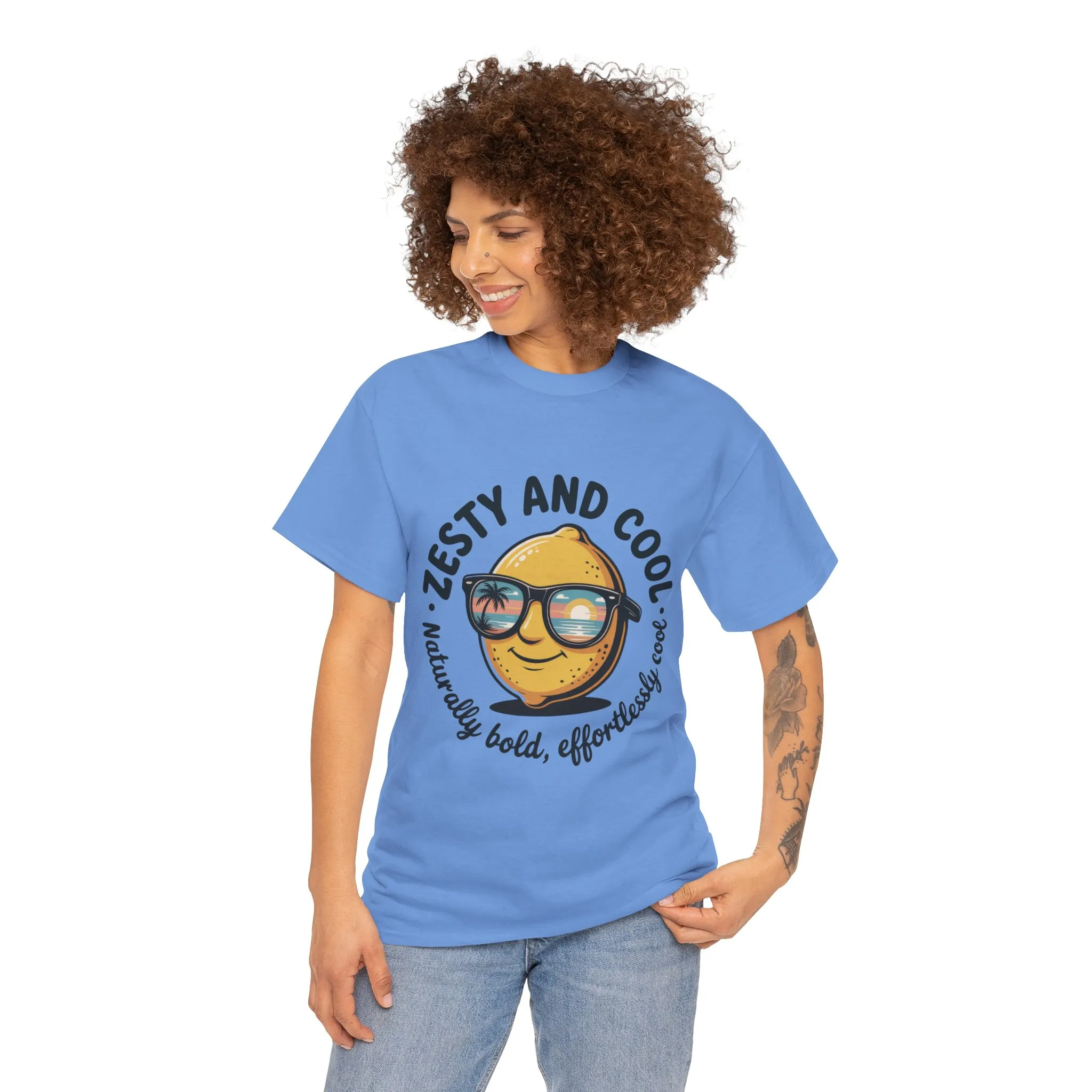 Zesty Lemon Tee, Womens Heavy Cotton T-Shirt, Funny Graphic Tee, Summer Apparel, Gift for Lemon Lovers, Casual Style, Funny Summer Tee - Image 14