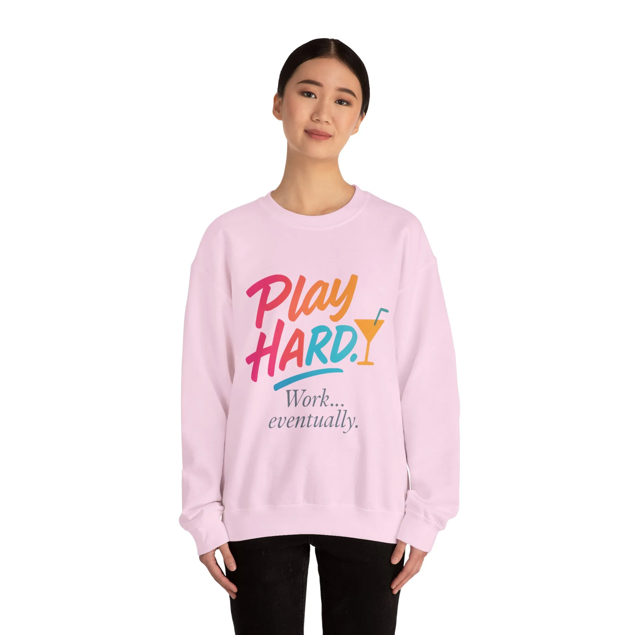 Play Hard Work Eventually Sweatshirt, Funny Cocktail Graphic Tee, Womens Party Sweatshirt, Relaxed Vacation Top, Cozy Style - Image 23