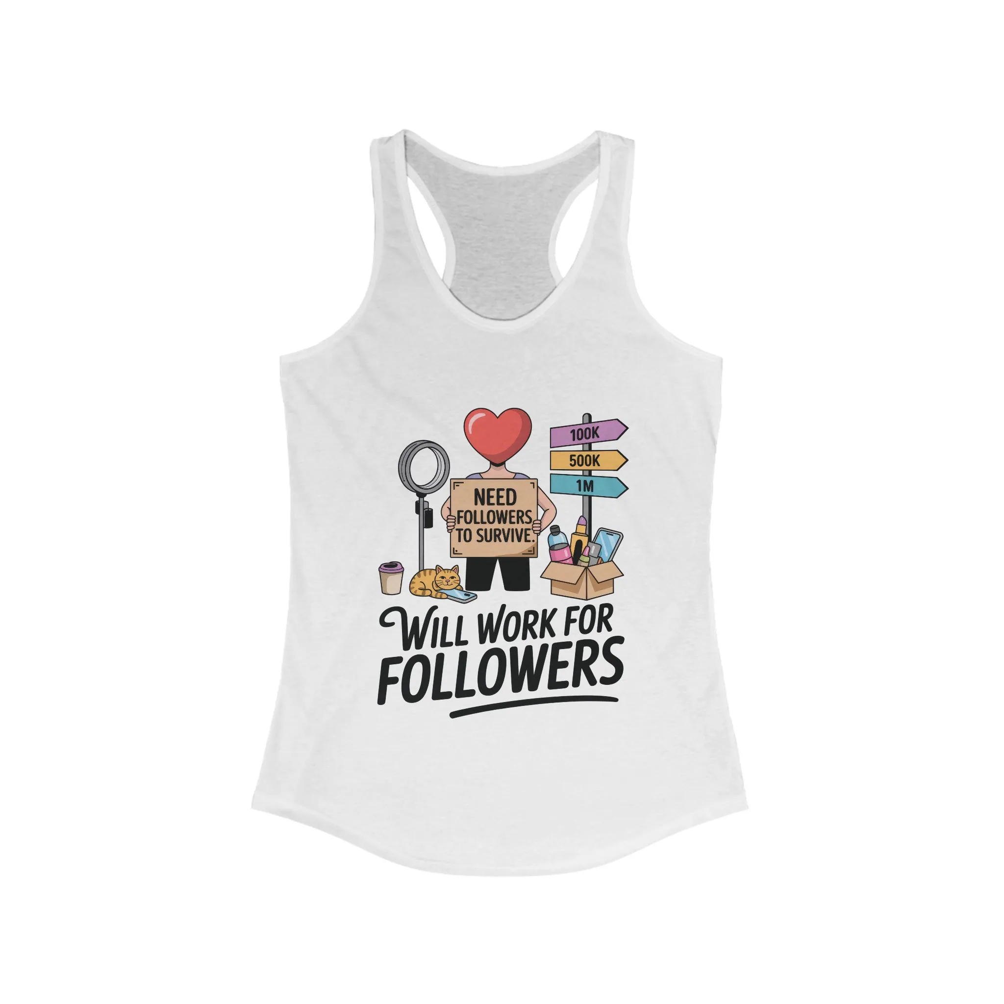 Social Media Humor Tank Top, Perfect for Influencers, Will Work for Followers, Trendy Workout Top, Cute Gift for Friends, Summer Fashion - Image 3