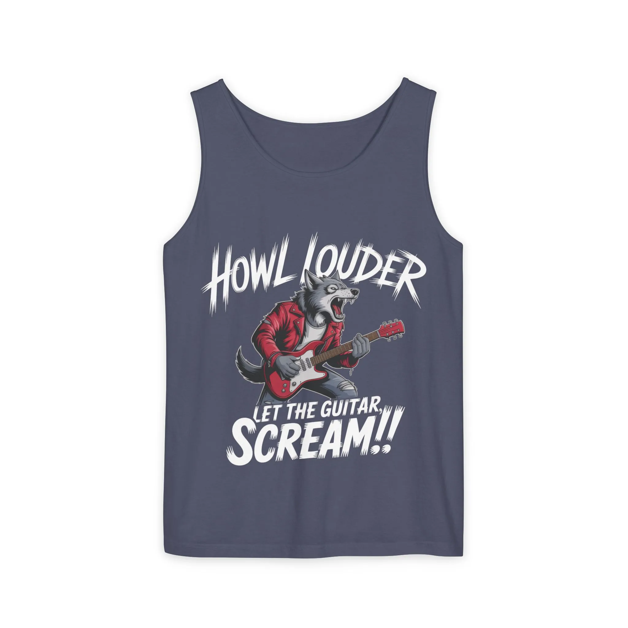Howl Louder Wolf Tank Top, Mens Muscle Shirt, Rock Guitarist Graphic Sleeveless Tee, Wolf Workout Gym Tank, Music Lover Gift - Image 16