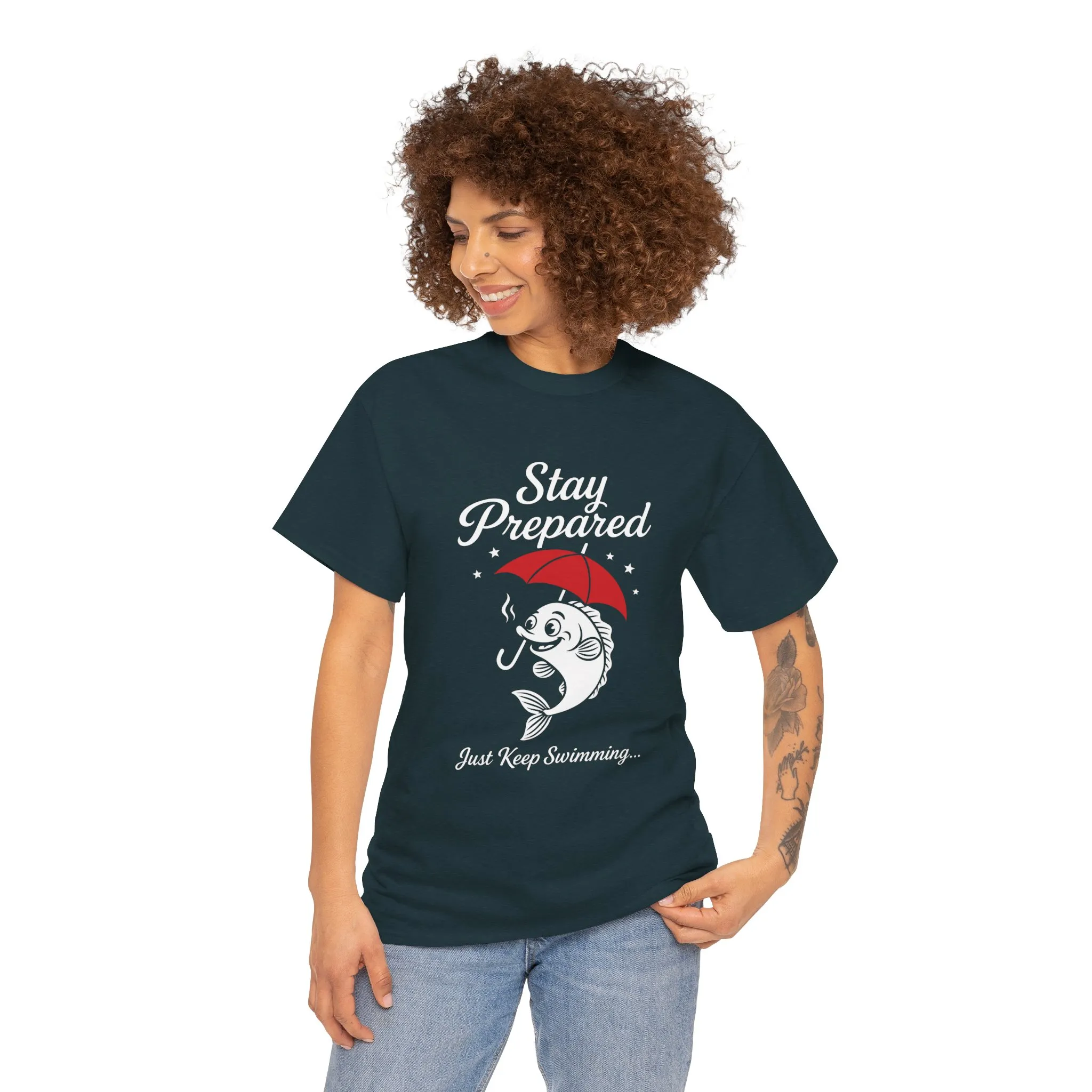 Stay Prepared Fish Shirt for Women - Just Keep Swimming Funny Nautical Tee - Positive Fishing Gift, Outdoor Adventure Apparel - Image 11