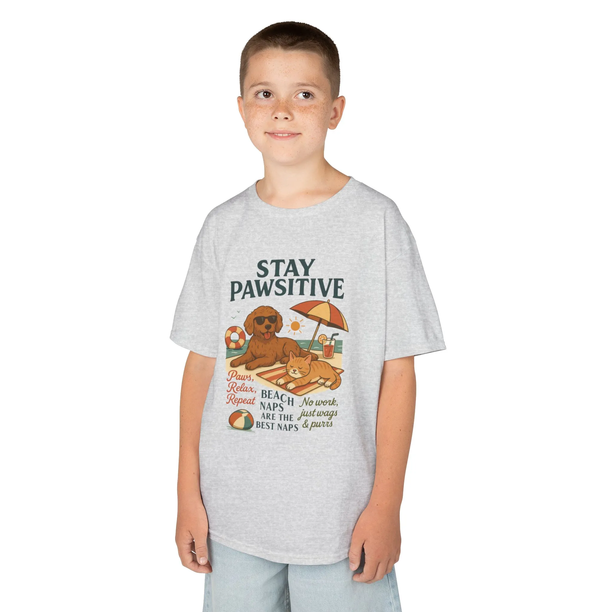 Kids Beach Vibes Tee - Stay Pawsitive, Summer Fun Shirt, Dog Lover Gift, Vacation Outfit, Beach Day Apparel - Image 6