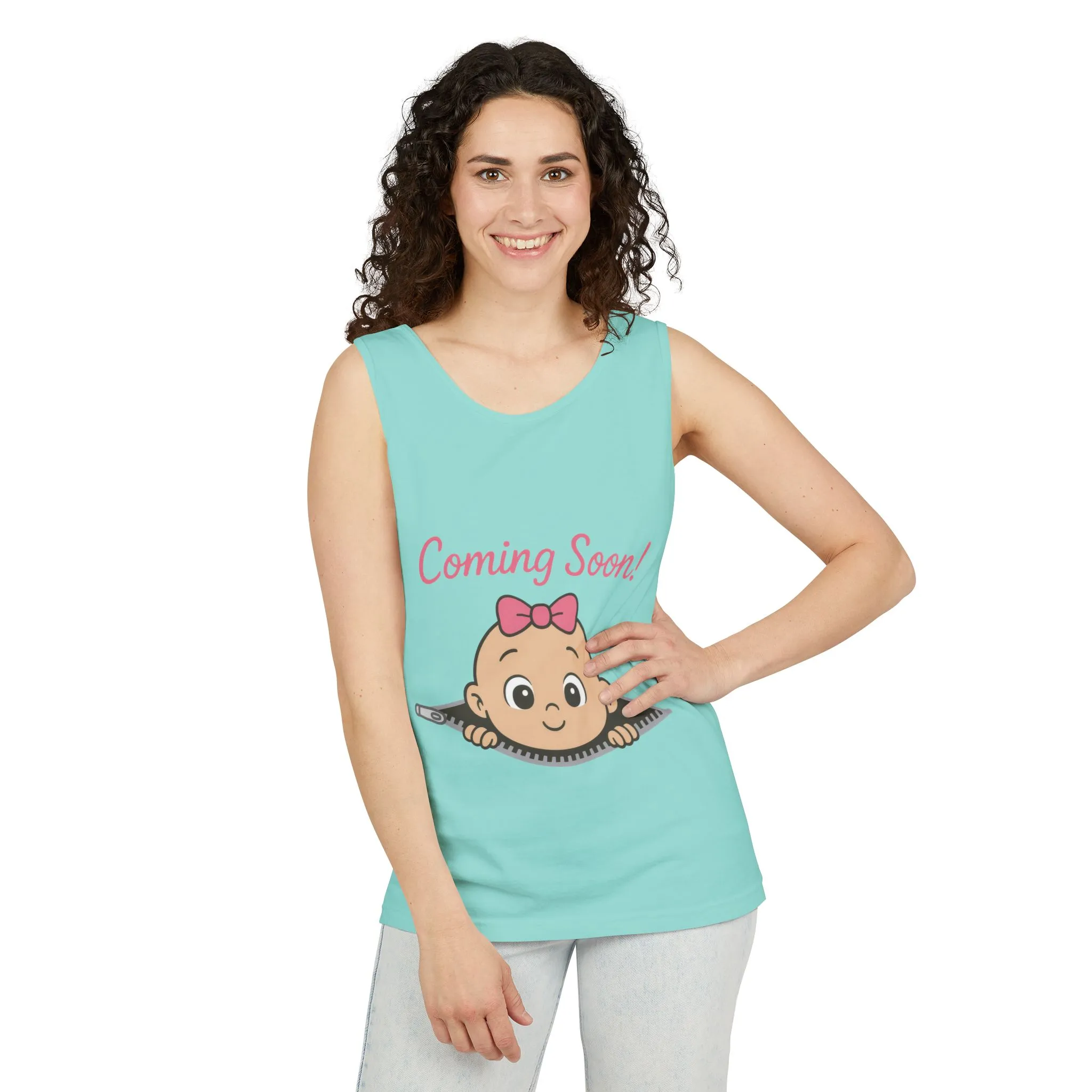 Coming Soon Maternity Tank Top, Cute Baby Girl Pregnancy Announcement Shirt, Expecting Mom Gift, Gender Reveal Tee, Baby Shower Gift - Image 24