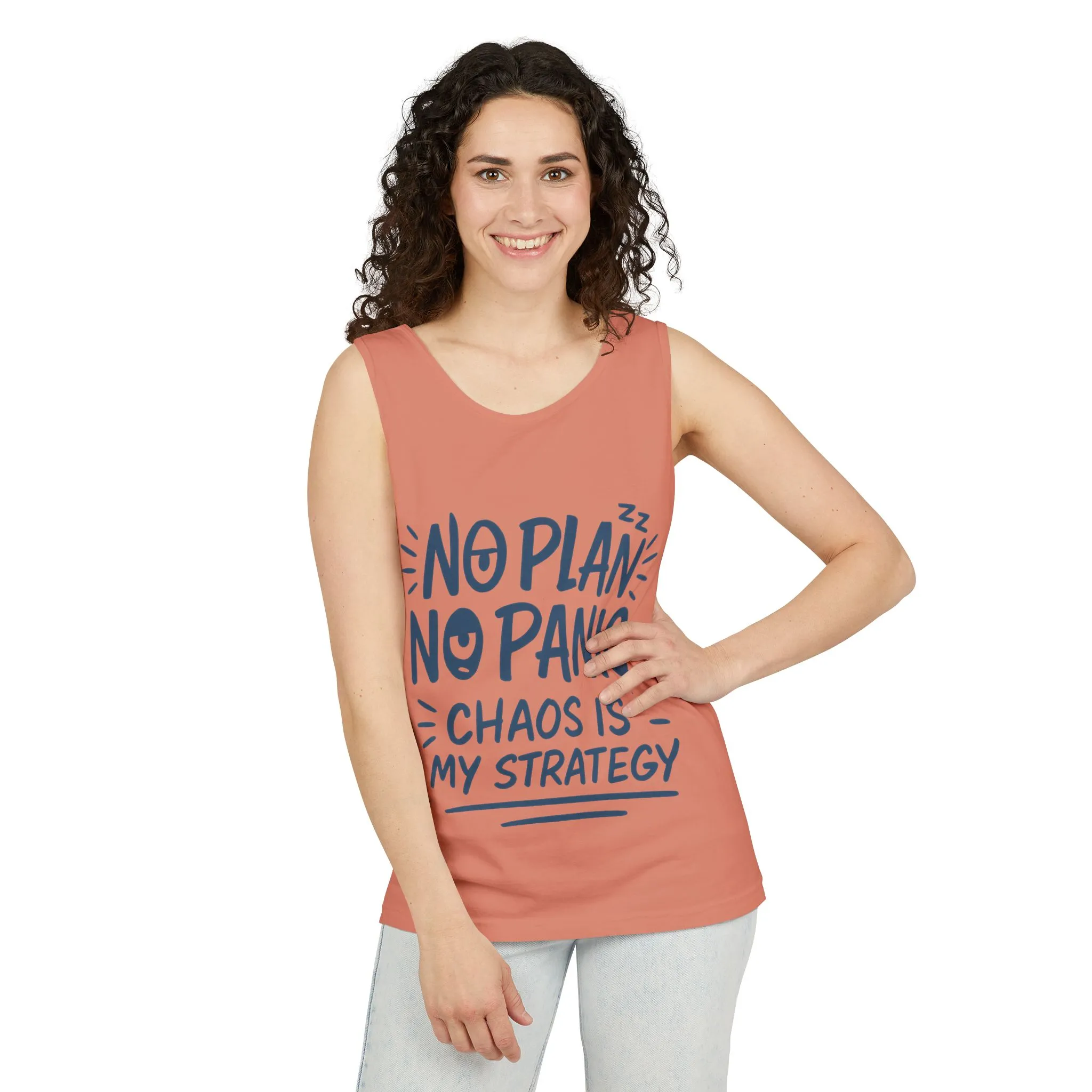 Funny Women's Tank, Chaos Strategy T-Shirt, No Plan No Panic Quote Shirt, Cute Tee for Women, Humorous Gift Idea, Casual Relaxed Fit Top - Image 22