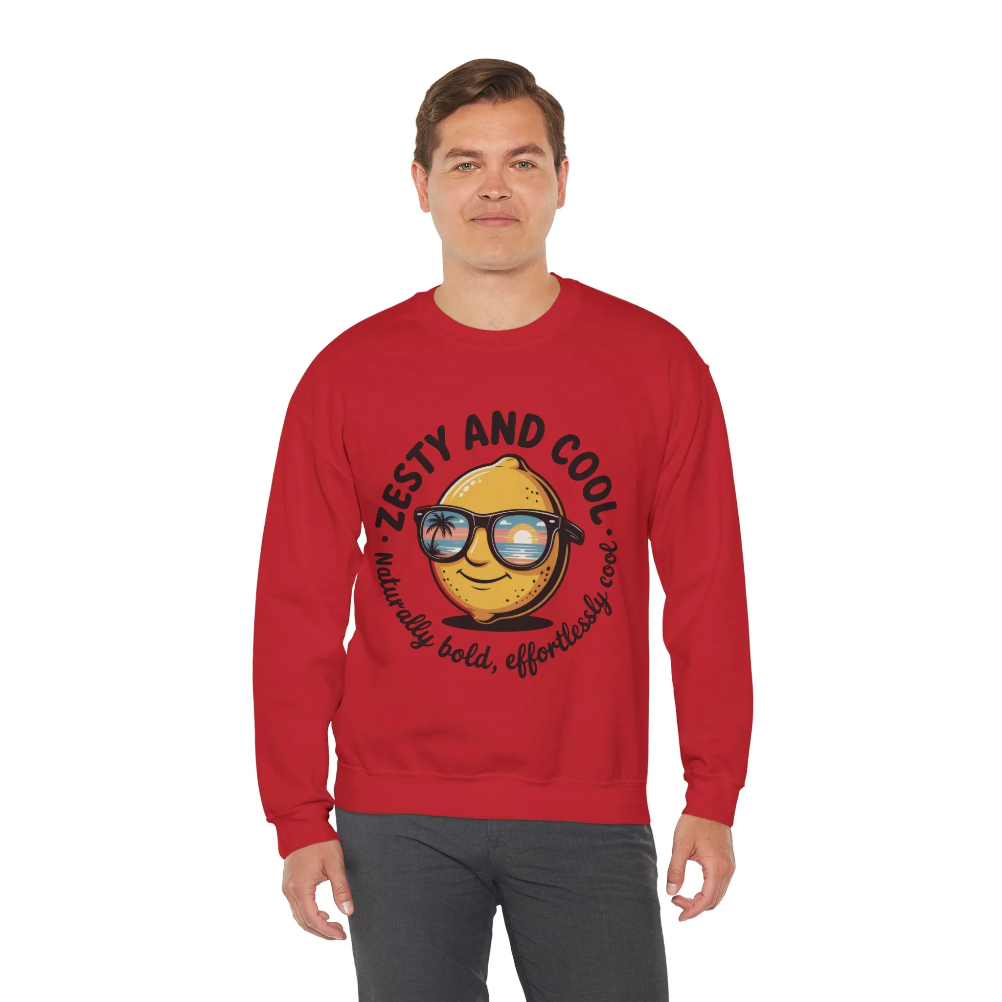 Zesty Lemon Mens Crewneck Sweatshirt - Fun Gift for Friends, Cool Casual Style, Summer Vibes, Mens Graphic Apparel, Perfect for Relaxing - Image 39
