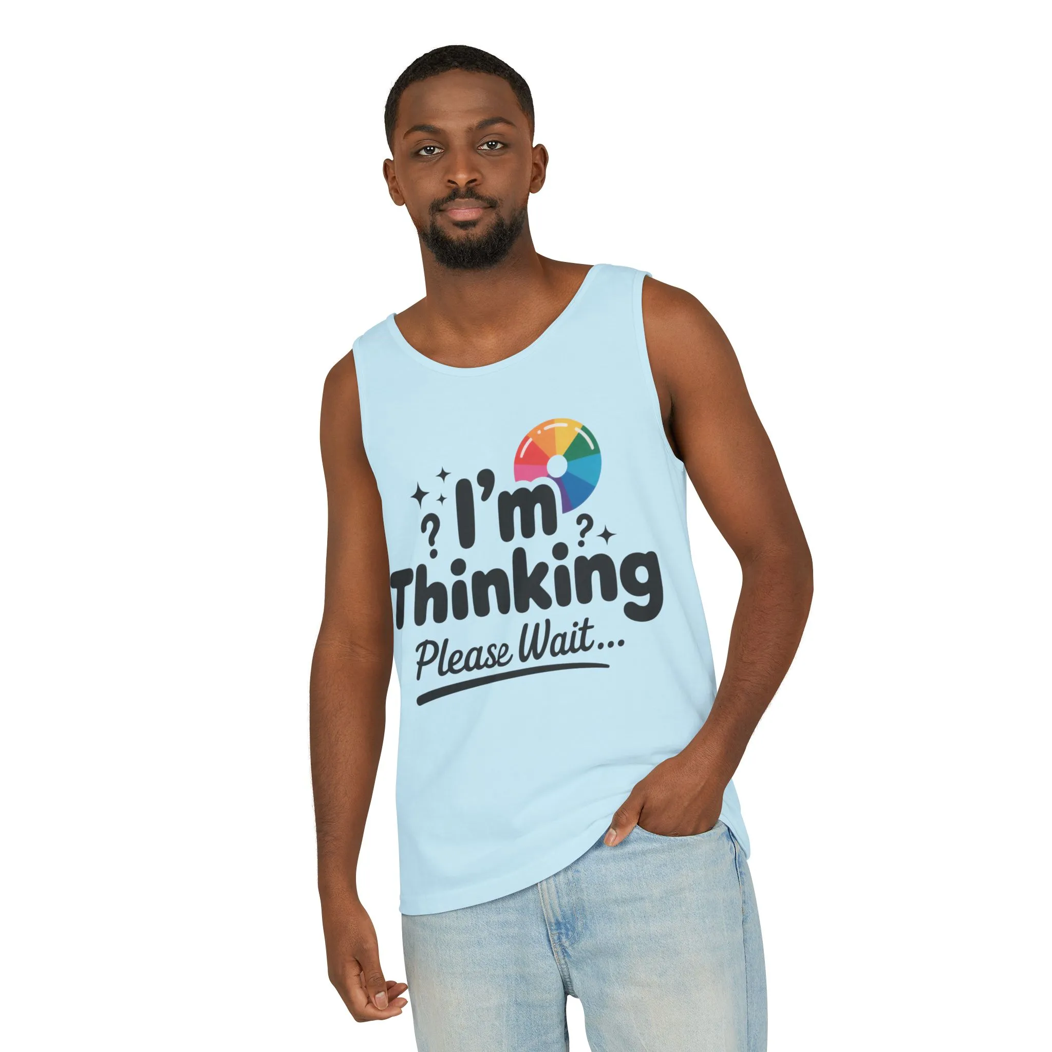 Funny - Im Thinking Please Wait - Mens Tank Top, Cute Geeky Gift for Introverts, Programmers, Designers, Fun Humor Shirt, Gift for Adults - Image 28