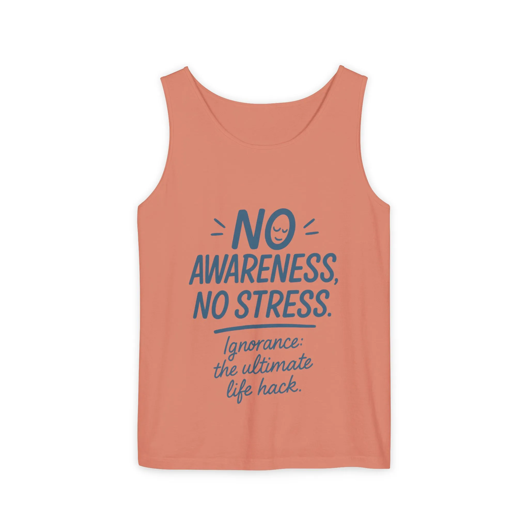 Mens No Awareness Tank Top, Funny No Stress Quote, Ignorance the Ultimate Life Hack, Workout Sleeveless Shirt, Mindfulness Fashion - Image 5