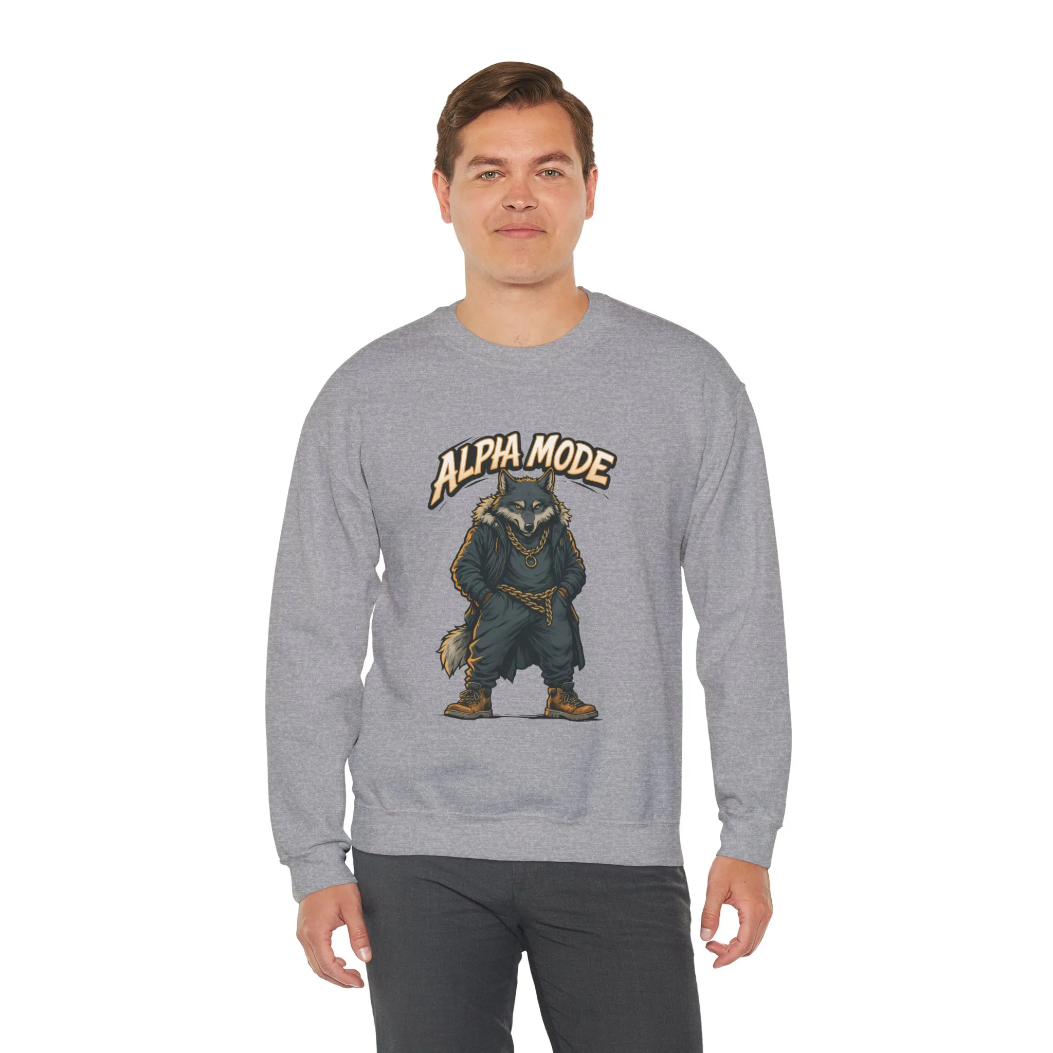 Alpha Mode Wolf Crewneck Sweatshirt, Mens Streetwear Pullover, Hip Hop Savage Wolf Sweater, Alpha Male Graphic Crewneck, Urban Wolf Gift - Image 12