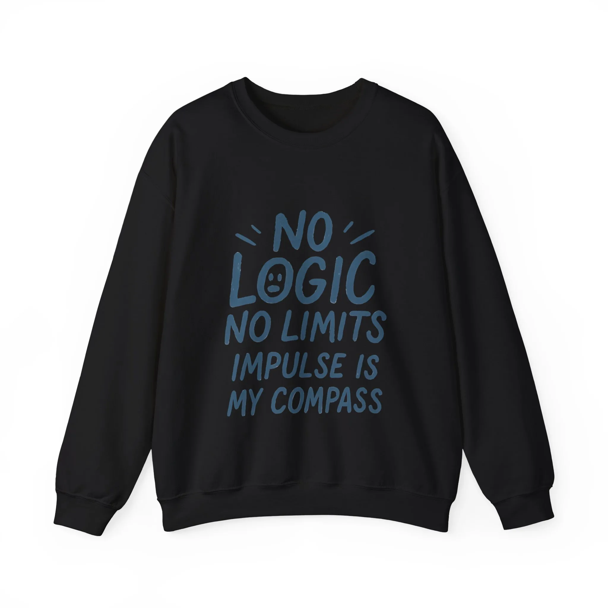Mens Motivational Crewneck Sweatshirt,No Logic No Limits Quote, Casual Wear for Creatives, Cozy Relaxed Fit Pullover - Image 10