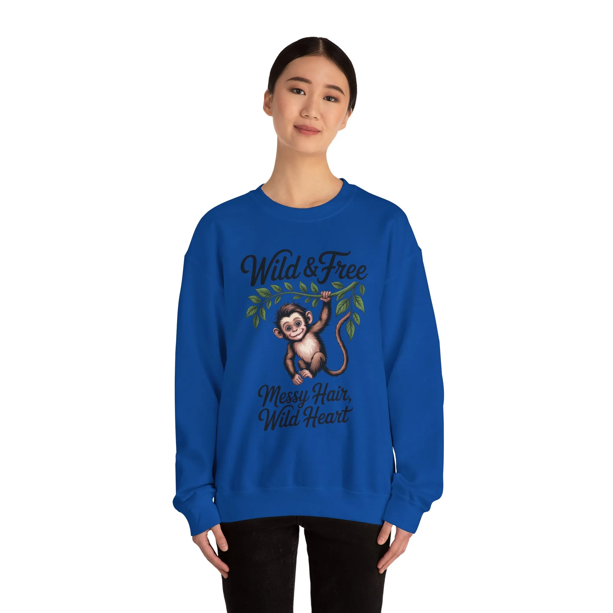 Wild & Free Monkey Sweatshirt, Messy Hair Wild Heart Womens Pullover, Cute Jungle Animal Sweater, Boho Adventure Graphic, Nature Lover Gift - Image 17
