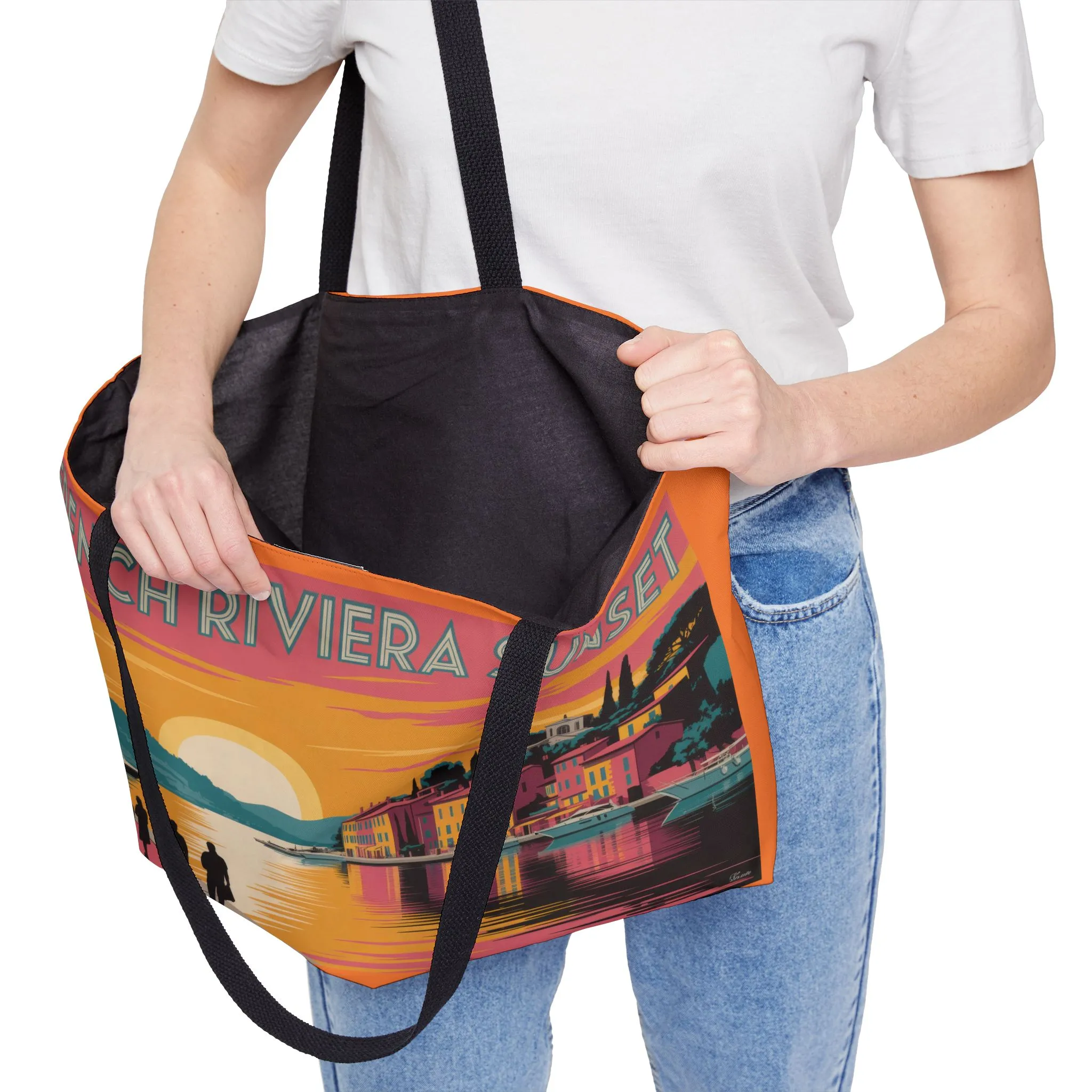 Vintage Coastal Weekender Tote Bag, Beach Bag, Travel Tote, Summer Vacation, Sunset Design, Gift for Her - Image 6