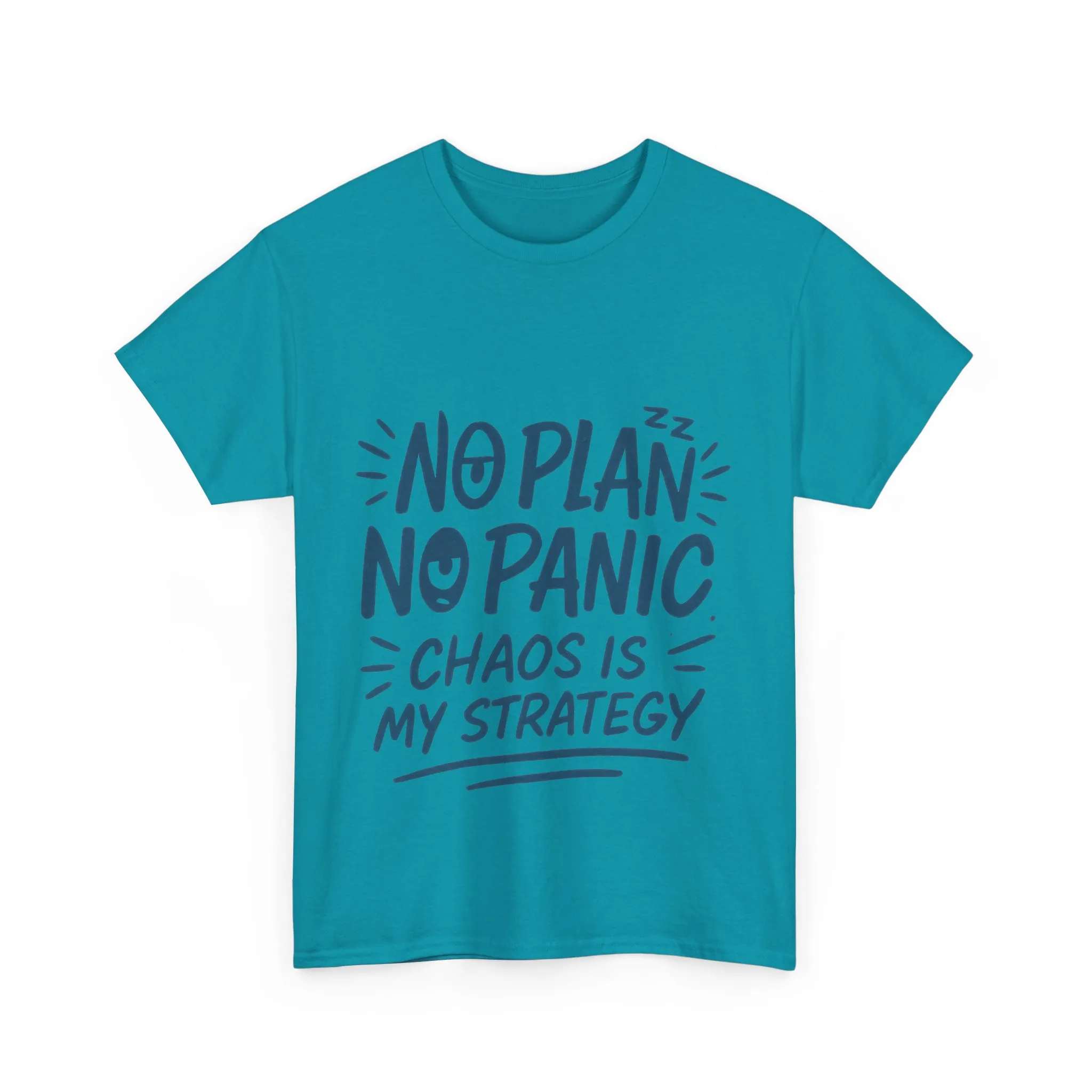 Funny Chaos Quote Mens T-Shirt, No Plan No Panic Humor Shirt, Casual Graphic Tee Gift for Him, Relaxed Fit - Image 34