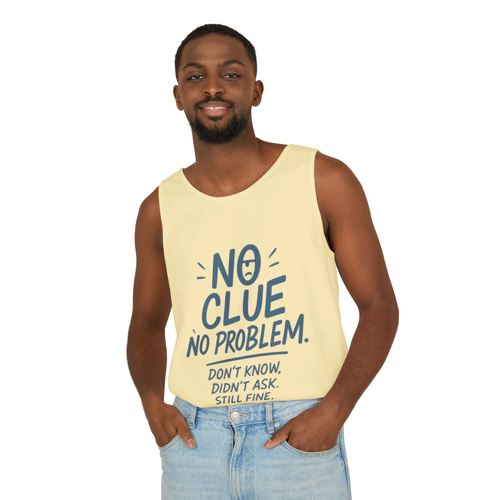 Funny No Clue Mens Tank Top, No Problem Quote, Dont Know Didnt Ask Slogan Tee, Workout Sleeveless Gym Shirt, Relaxed Fit Gift for Him - Image 33
