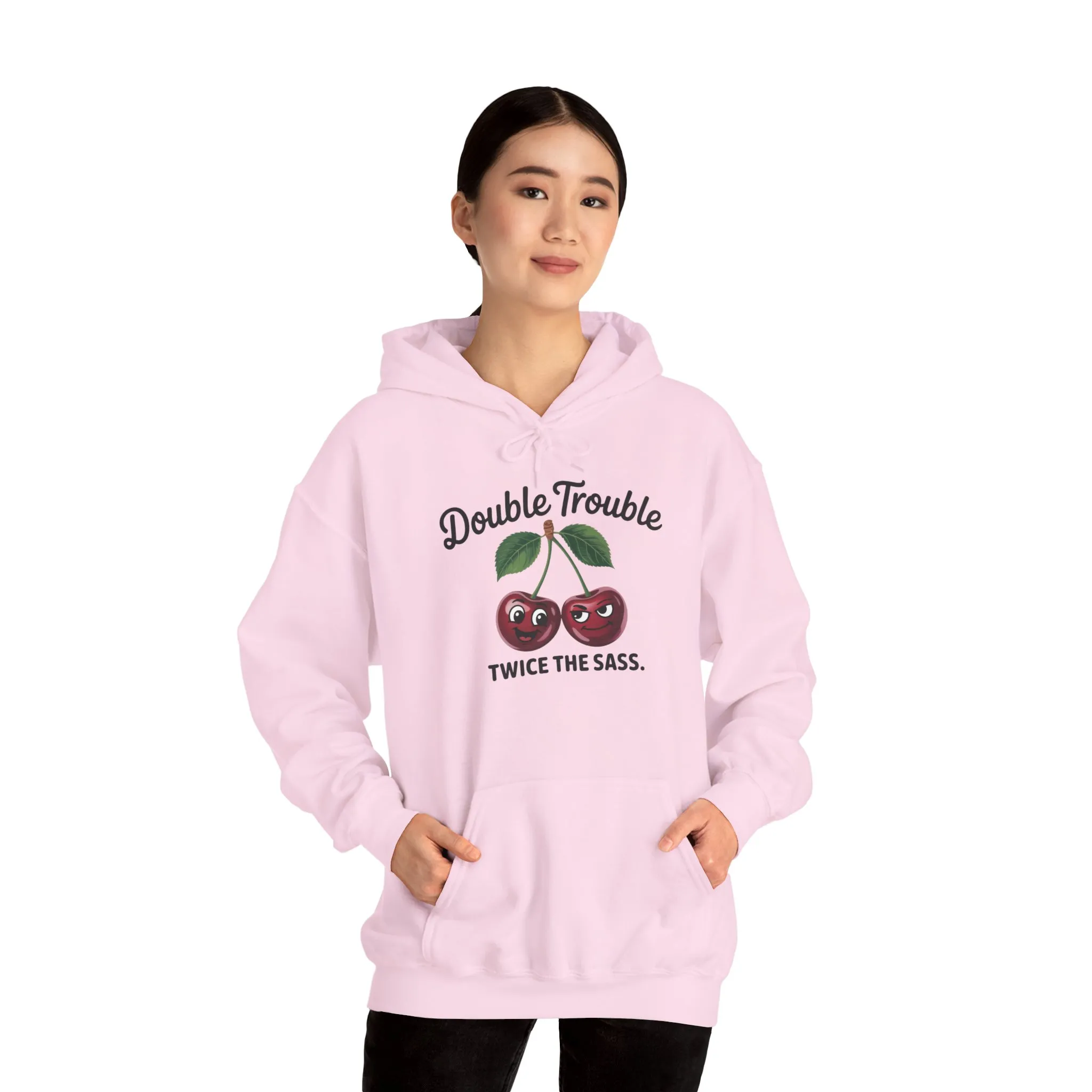 Double Trouble Cherry Hoodie, Cute Funny Womens Hooded Sweatshirt, Twice The Sass Fruit Graphic Pullover, Sassy Cherry Hooded Top - Image 31