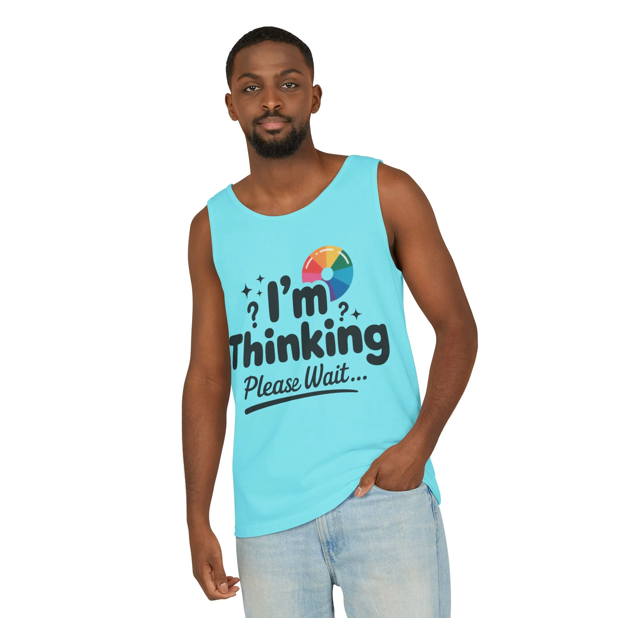 Funny - Im Thinking Please Wait - Mens Tank Top, Cute Geeky Gift for Introverts, Programmers, Designers, Fun Humor Shirt, Gift for Adults - Image 14