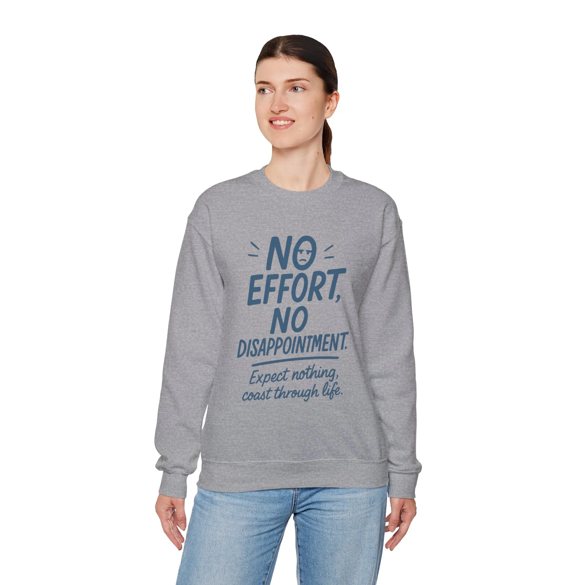 Funny Lazy Life Womens Crewneck Sweatshirt, No Effort No Disappointment Quote, Cozy Relaxed Fit Pullover, Gift for Her - Image 12