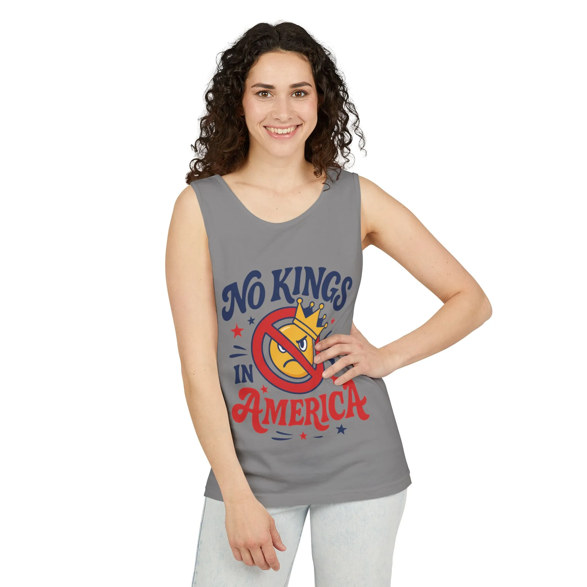 No Kings in America Tank Top - Funny Patriotic Anti Monarchy Sleeveless Shirt - USA Freedom Top, Unisex Summer Apparel, USA Independence Day - Image 11