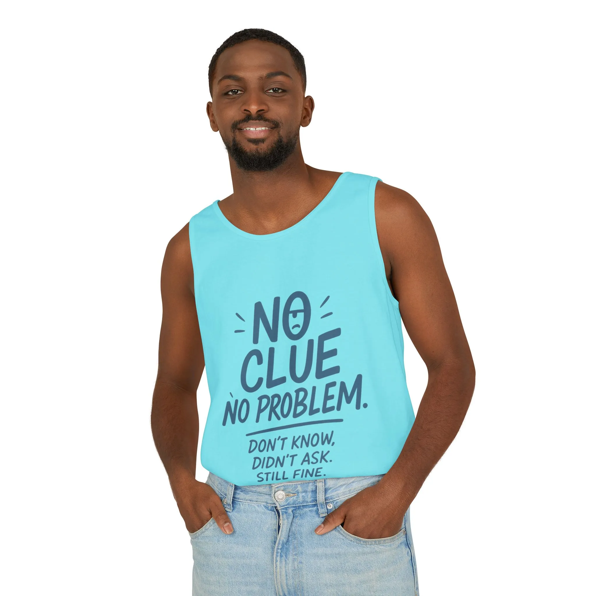 Funny No Clue Mens Tank Top, No Problem Quote, Dont Know Didnt Ask Slogan Tee, Workout Sleeveless Gym Shirt, Relaxed Fit Gift for Him - Image 21