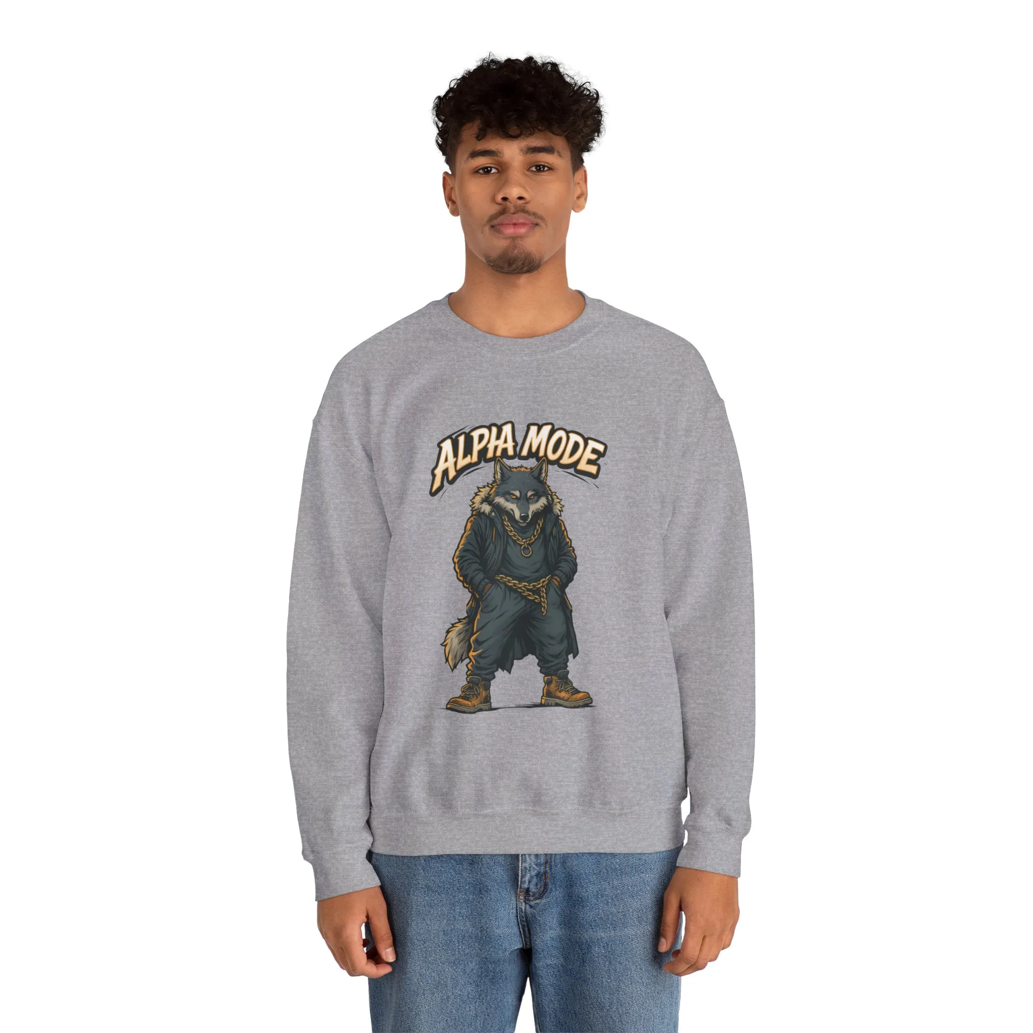 Alpha Mode Wolf Crewneck Sweatshirt, Mens Streetwear Pullover, Hip Hop Savage Wolf Sweater, Alpha Male Graphic Crewneck, Urban Wolf Gift - Image 11