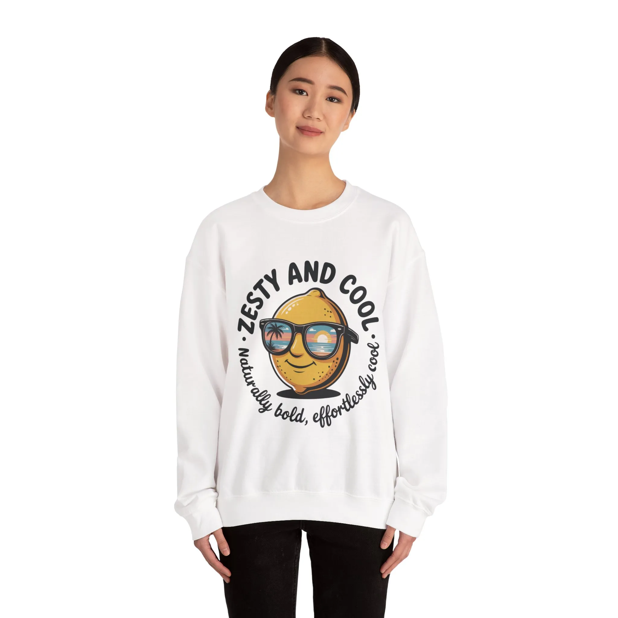 Zesty and Cool Crewneck Sweatshirt, Womens Lemon Sweatshirt for Casual Wear, Trendy Gift, Summer Vibes, Comfortable Apparel - Image 5