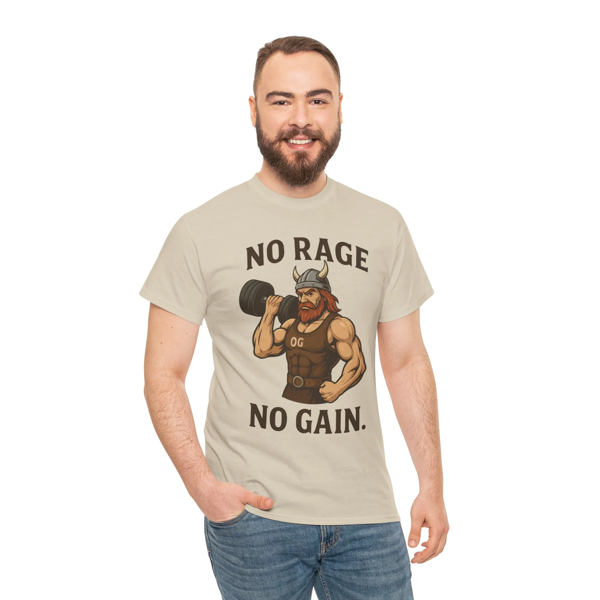 No Rage No Gain Viking Gym Shirt, Funny Muscle Workout Tee, Barbarian Fitness T-Shirt for Men, Powerlifting Humor Shirt, Viking Lifting Gift - Image 5
