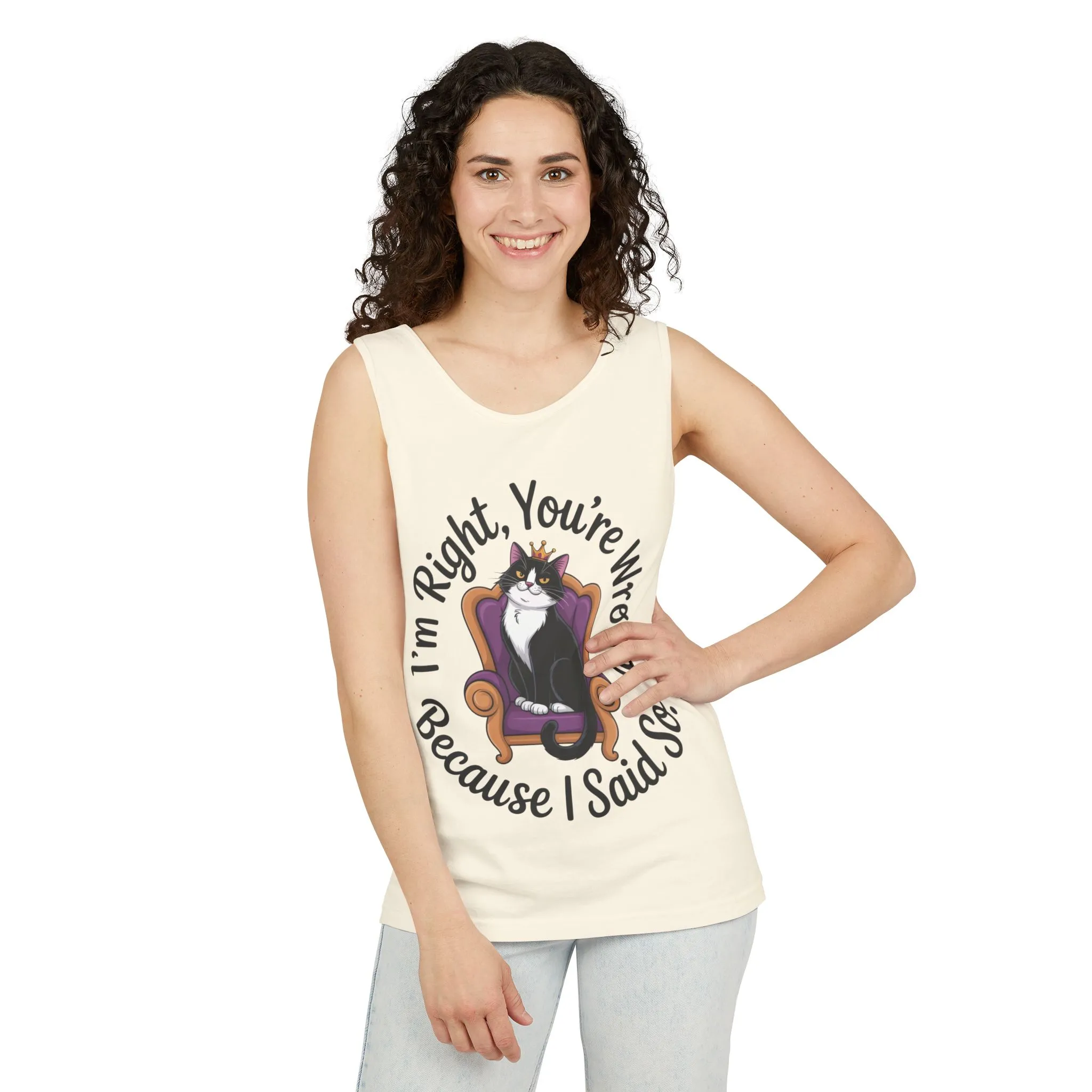 Funny Cat Queen Tank Top, Sassy Cat Graphic Tee for Women, Cat Mom Humor Tee Gift, Funny Graphic T-Shirt, I'm Right, You're Wrong Tee - Image 6