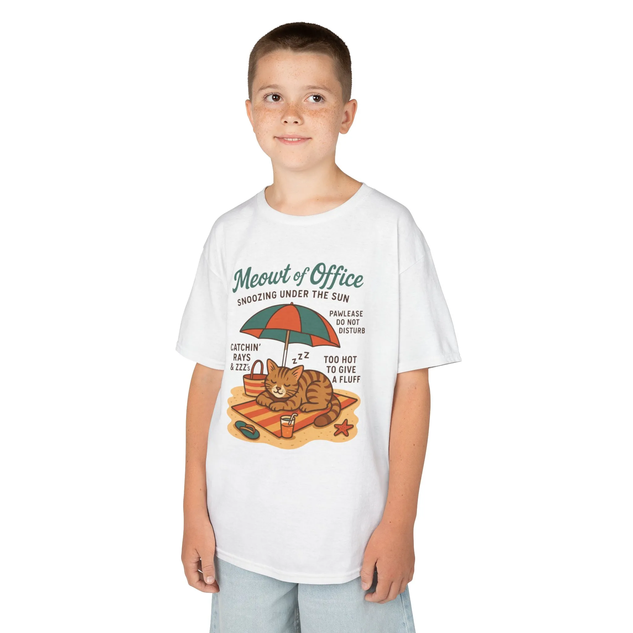 Kids Cat-Themed T-Shirt - Meowt of Office, Cute Summer Tee, Cat Lover Gift, Fun Playwear, Summer Beach Vacation Tee - Image 6