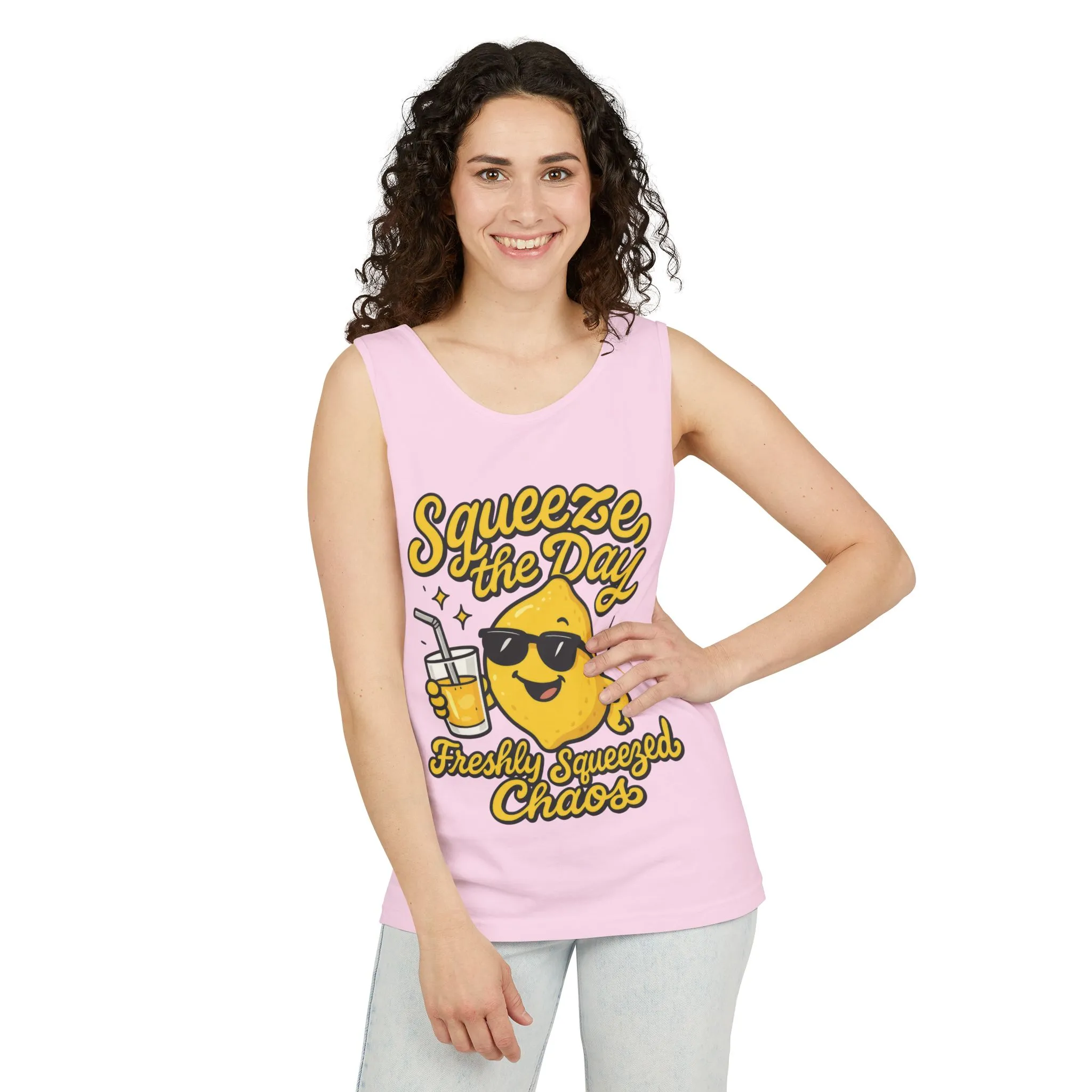 Squeeze The Day Womens Tank Top - Funny Lemon Pun Shirt - Freshly Squeezed Chaos Summer Citrus Top, Casual Beachwear, Fun Summer Apparel - Image 16