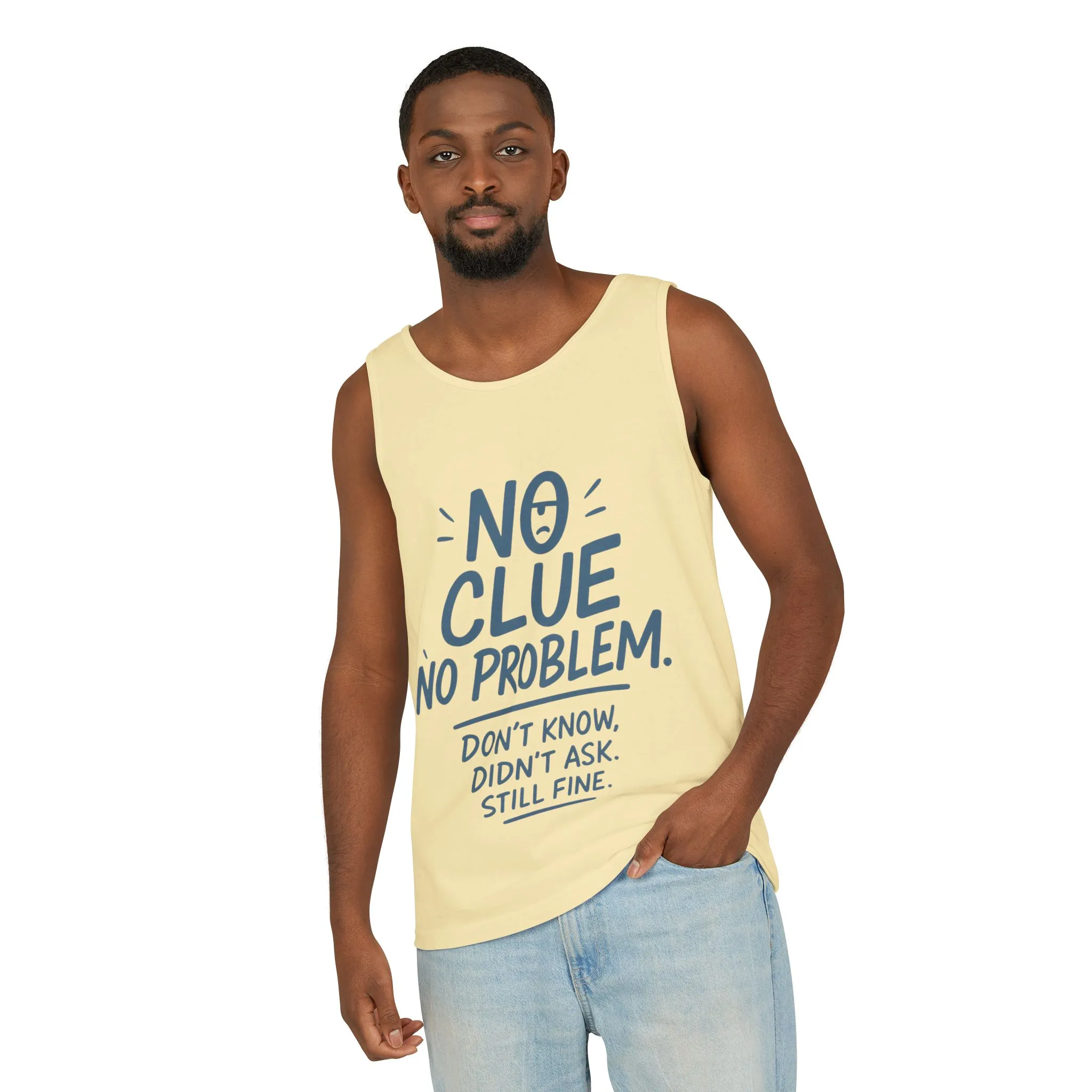 Funny No Clue Mens Tank Top, No Problem Quote, Dont Know Didnt Ask Slogan Tee, Workout Sleeveless Gym Shirt, Relaxed Fit Gift for Him - Image 32
