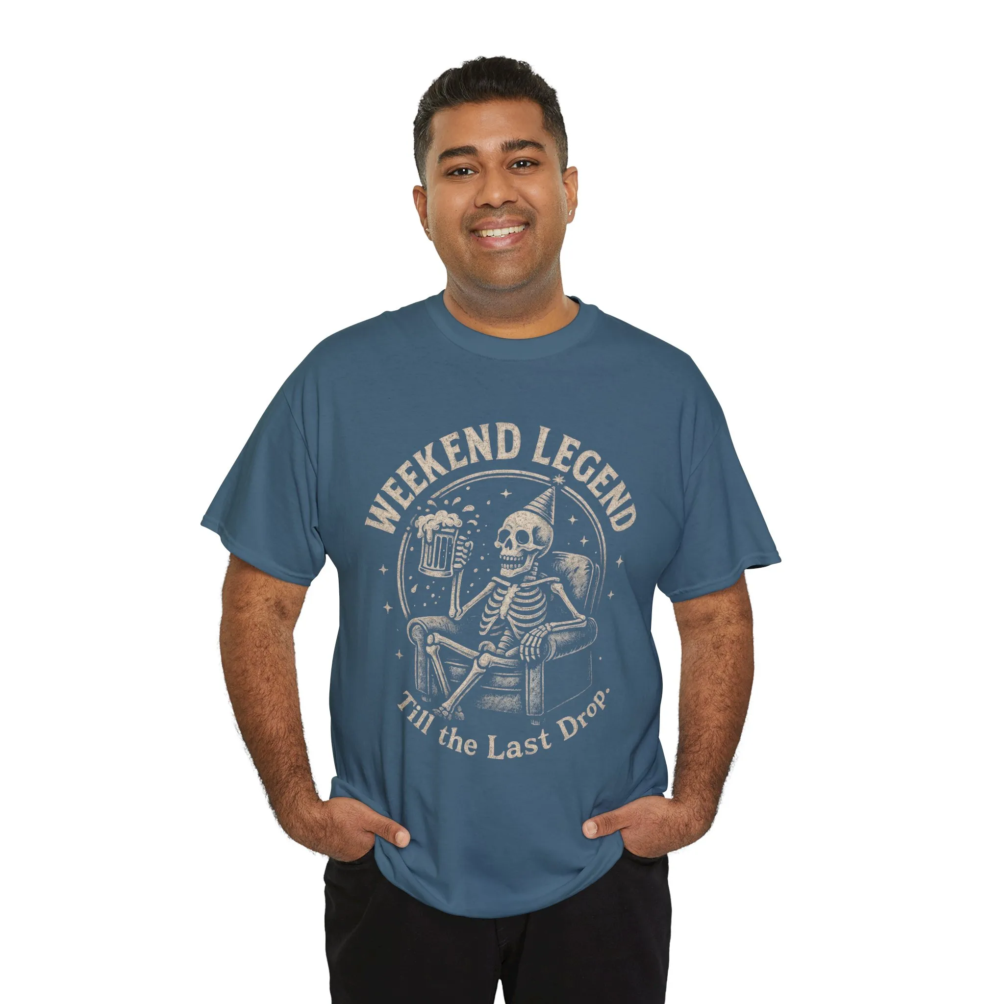 Weekend Legend Mens T-Shirt, Funny Skeleton Beer Tee, Till the Last Drop Party Shirt, Vintage Style Graphic Tee for Him, Halloween Apparel - Image 15