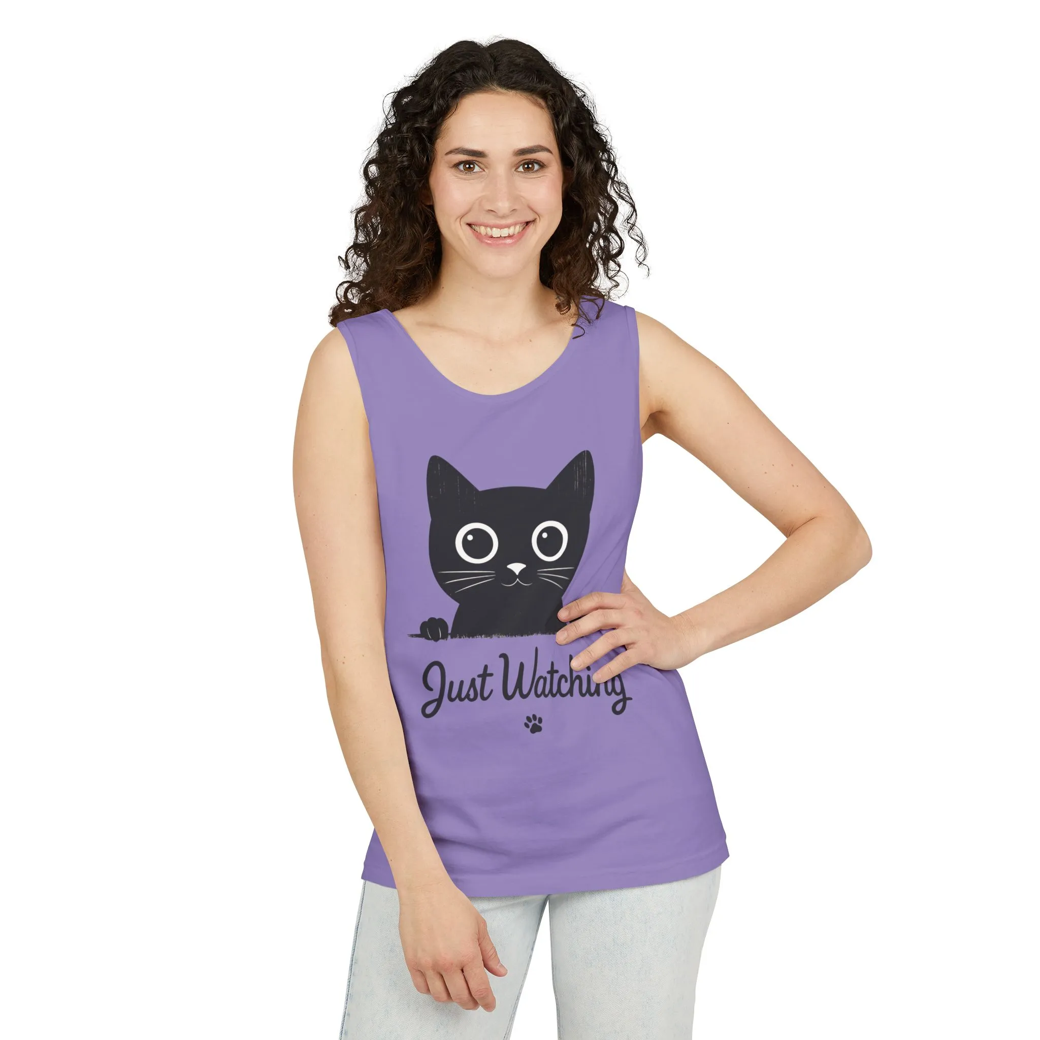 Just Watching Cat Womens Tank Top - Cute Black Kitty Sleeveless Shirt - Funny Summer Cat Lover Gift, Summer Beach Wear, Pet Themed Apparel - Image 16