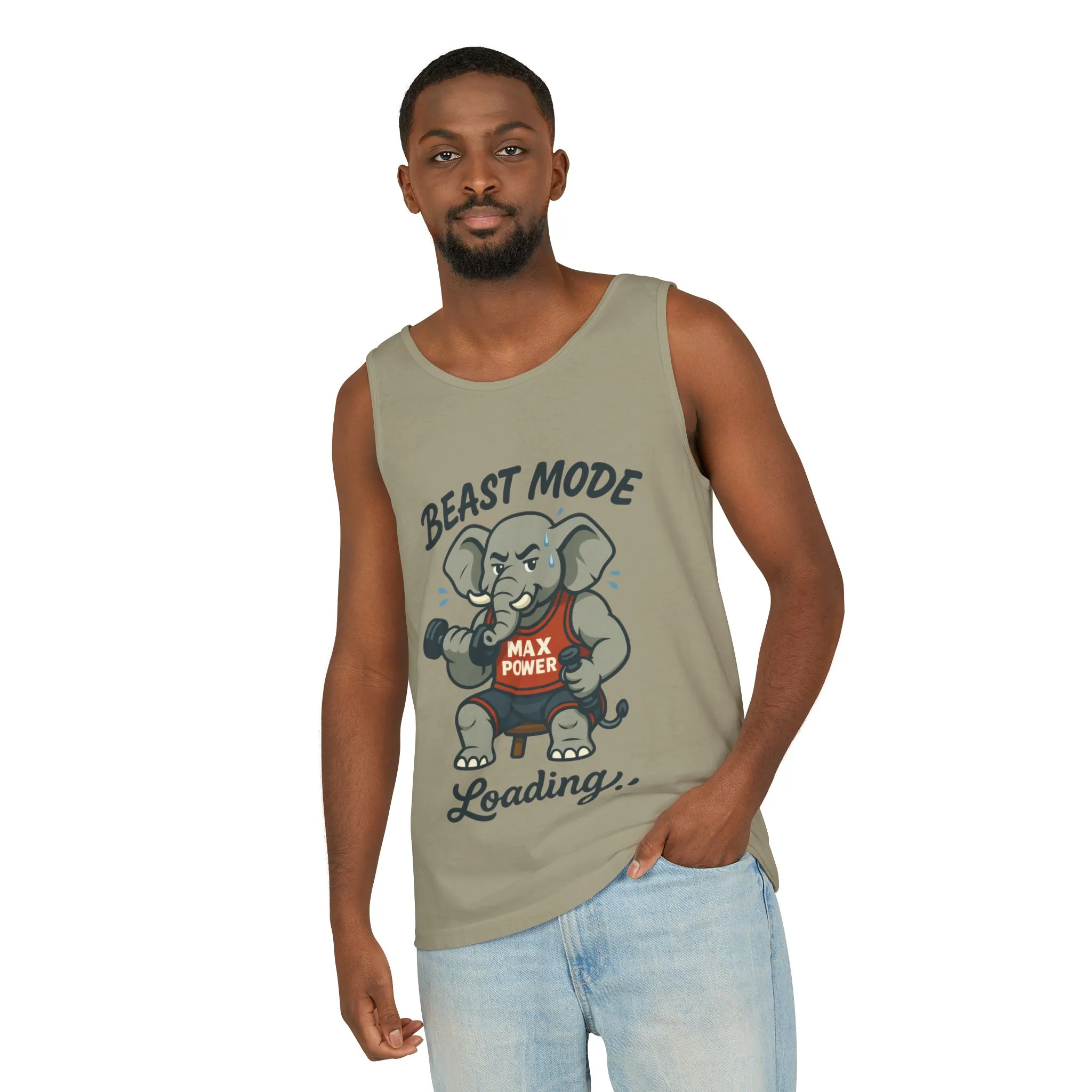 Beast Mode Elephant Gym Tank Top, Funny Workout Muscle Tank, Max Power Fitness Tank, Beast Mode Loading Mens Gym Top, Fitness Apparel - Image 6
