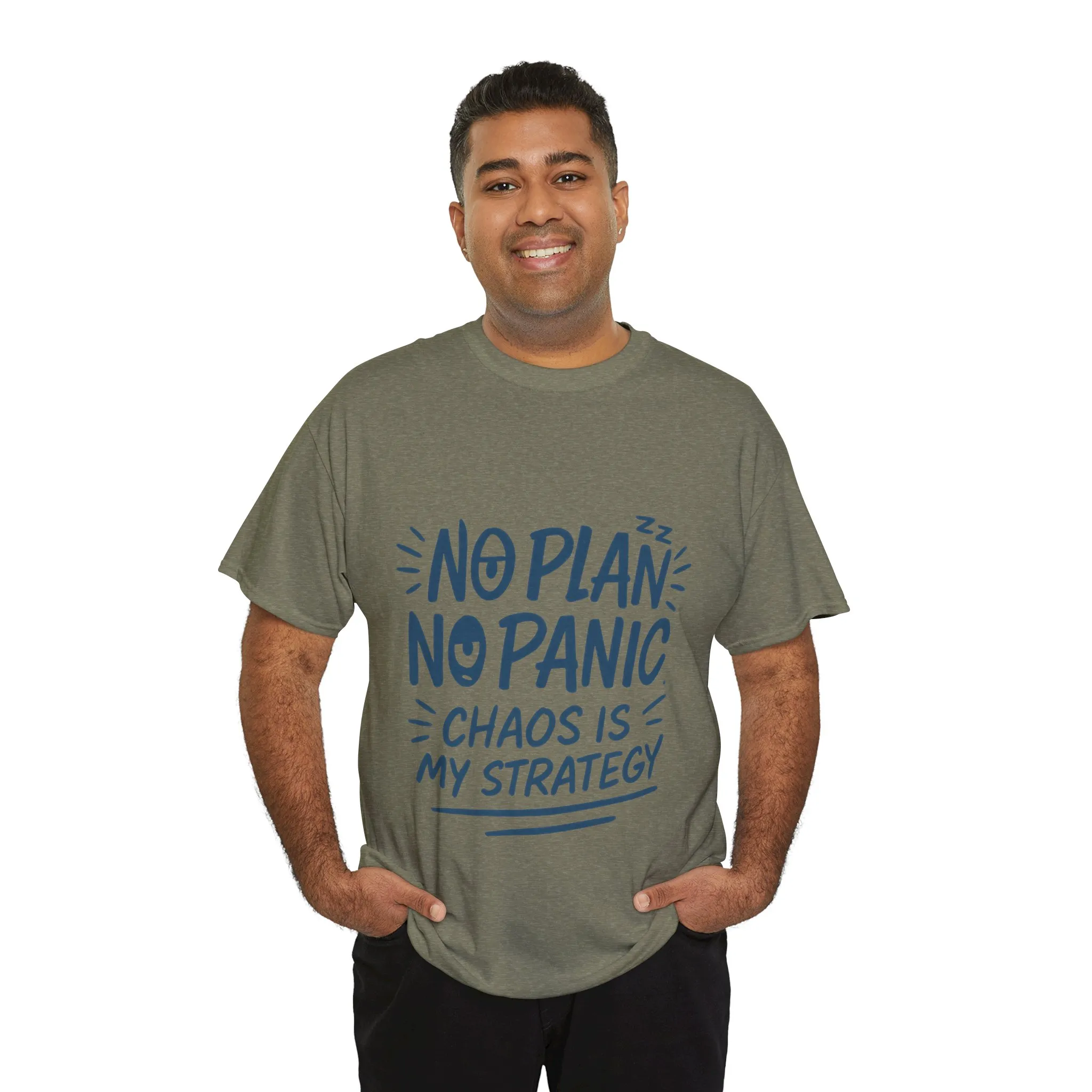 Funny Chaos Quote Mens T-Shirt, No Plan No Panic Humor Shirt, Casual Graphic Tee Gift for Him, Relaxed Fit - Image 18