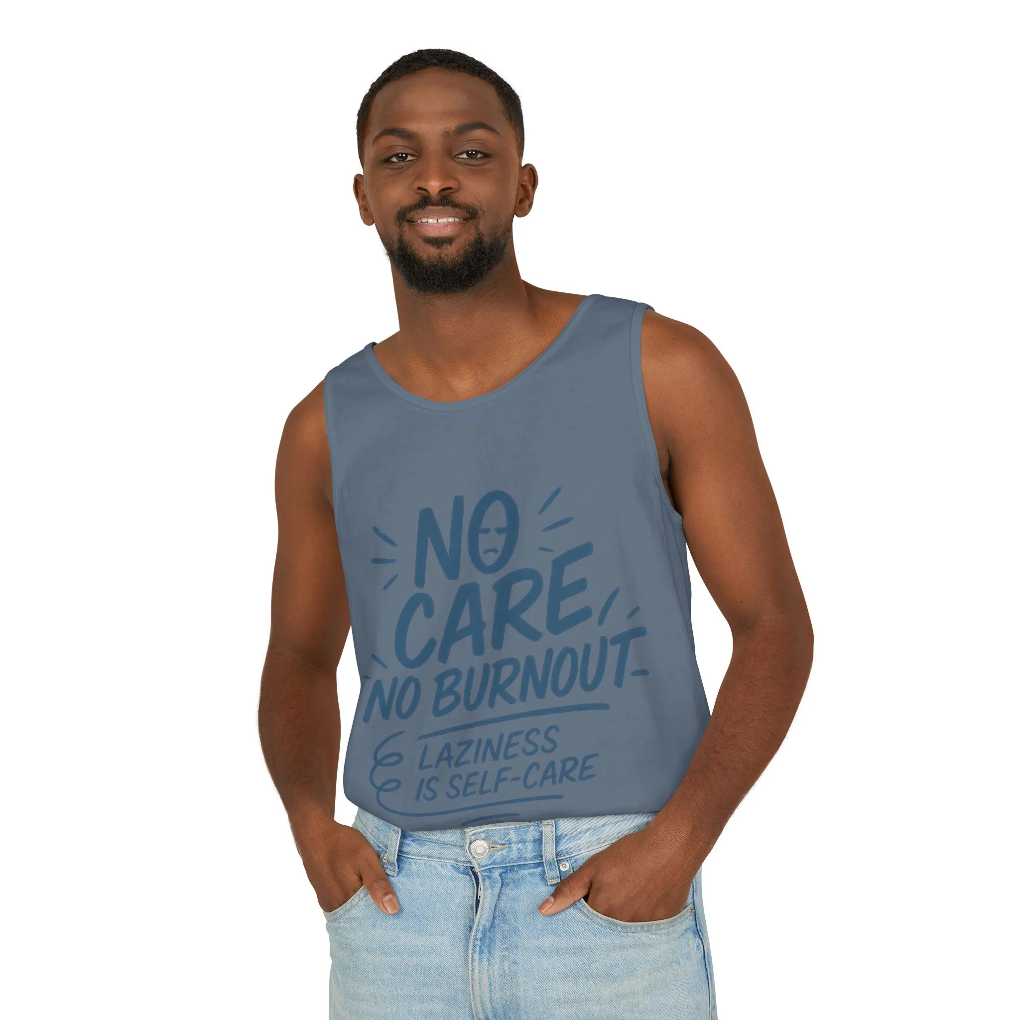 Mens Lazy Life Tank Top, No Care No Burnout Funny Quote, Workout Gym Sleeveless Shirt, Humor Gift for Him, Gift for Mental Health Awareness - Image 21