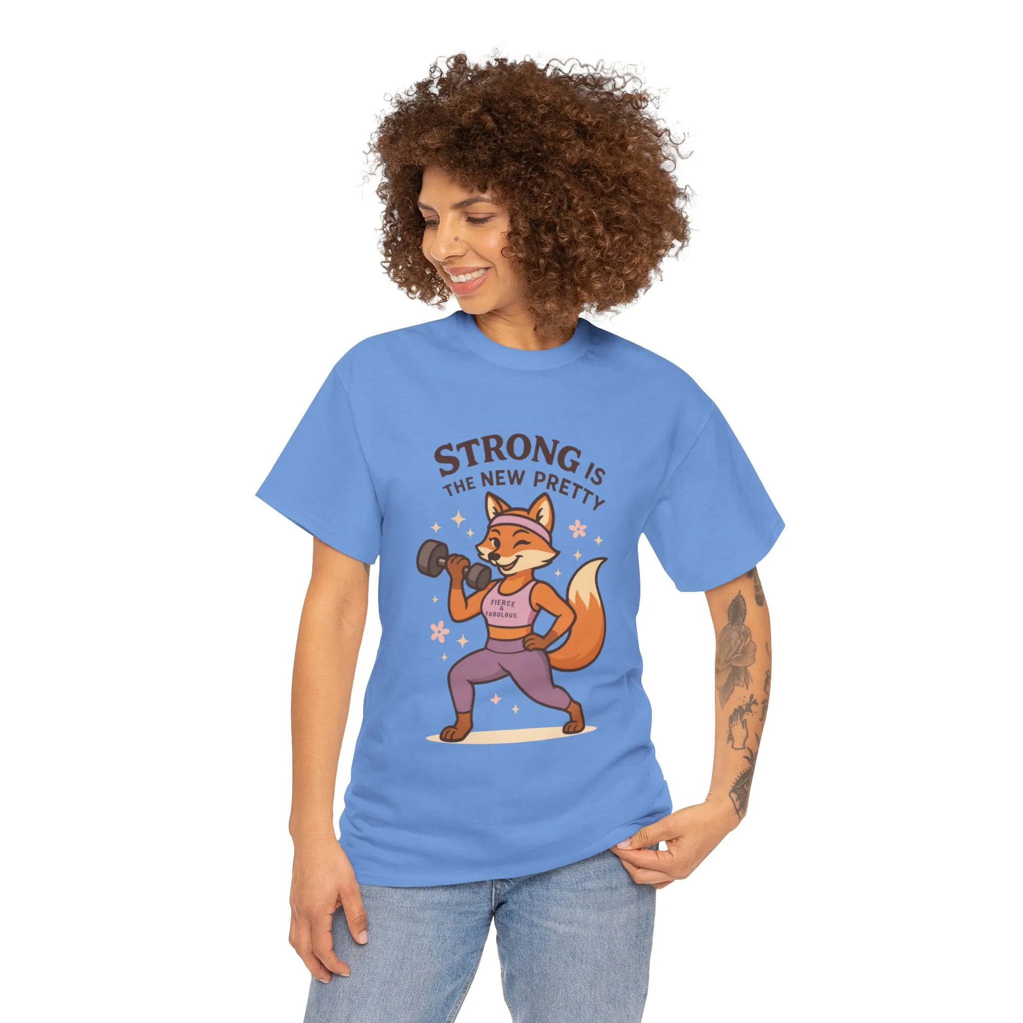 Strong is the New Pretty Womens Tee, Inspirational T-Shirt, Fitness Apparel, Gift for Her, Motivational Top, Cute Fox Design, Womens Gym T-Shirt - Image 17