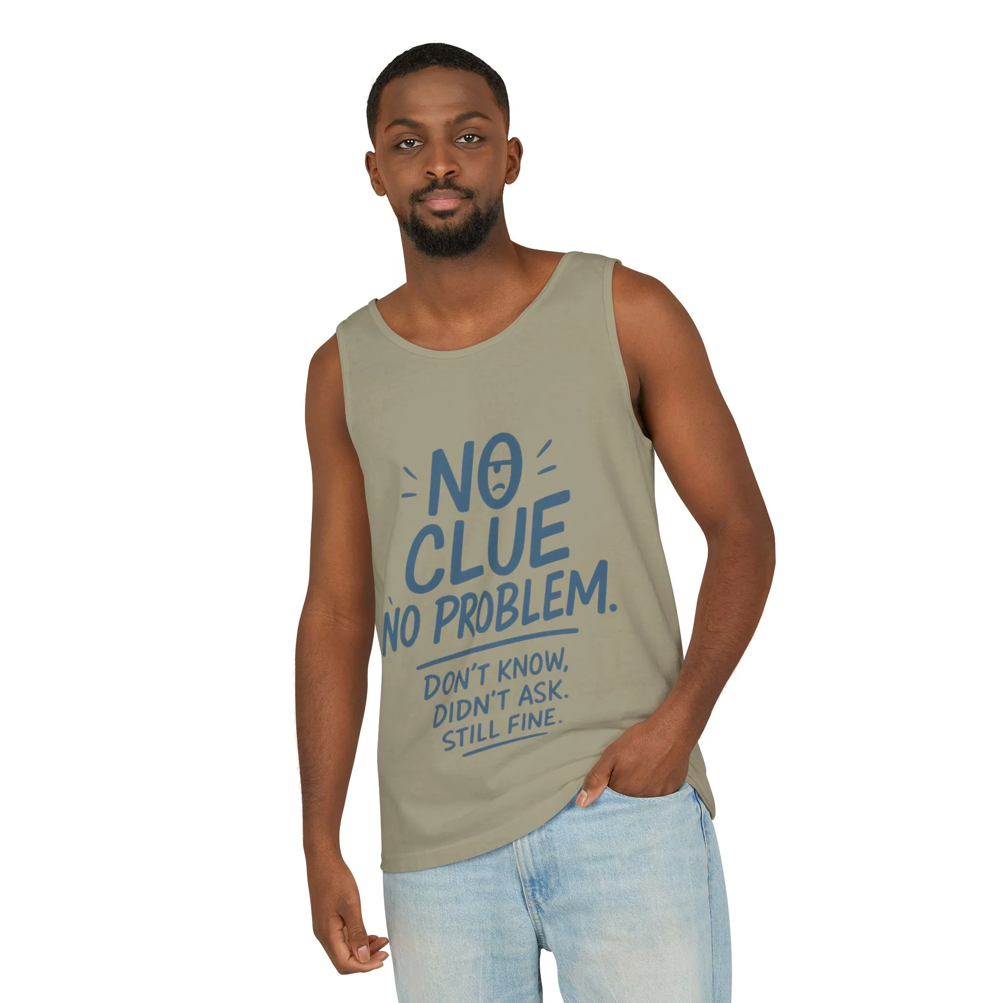 Funny No Clue Mens Tank Top, No Problem Quote, Dont Know Didnt Ask Slogan Tee, Workout Sleeveless Gym Shirt, Relaxed Fit Gift for Him - Image 8