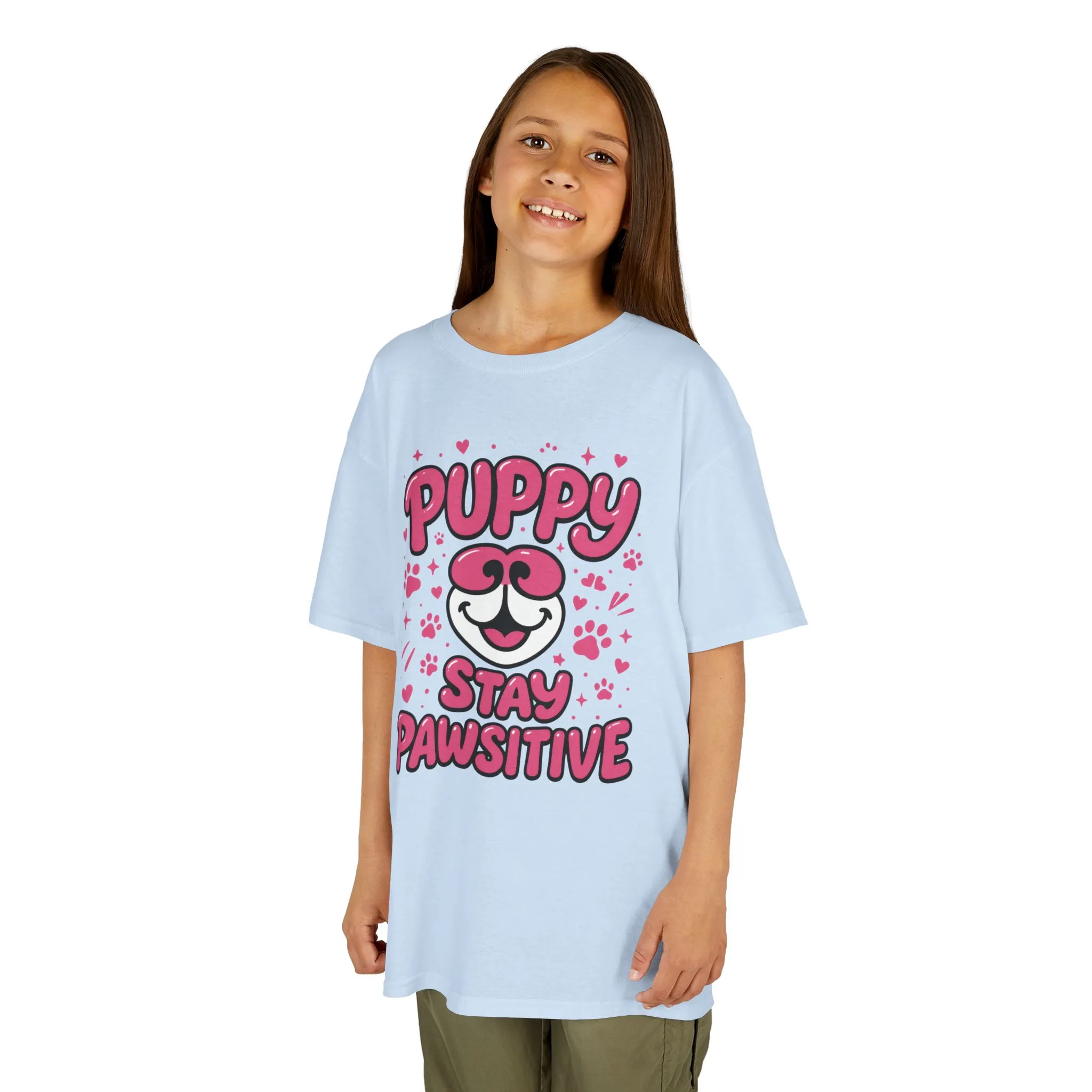 Puppy Stay Pawsitive Youth T-Shirt - Cute Positive Dog Shirt for Teens - Fun Puppy Paw Graphic Kids Tee, Kids Gift, Pet Lover Shirt - Image 12