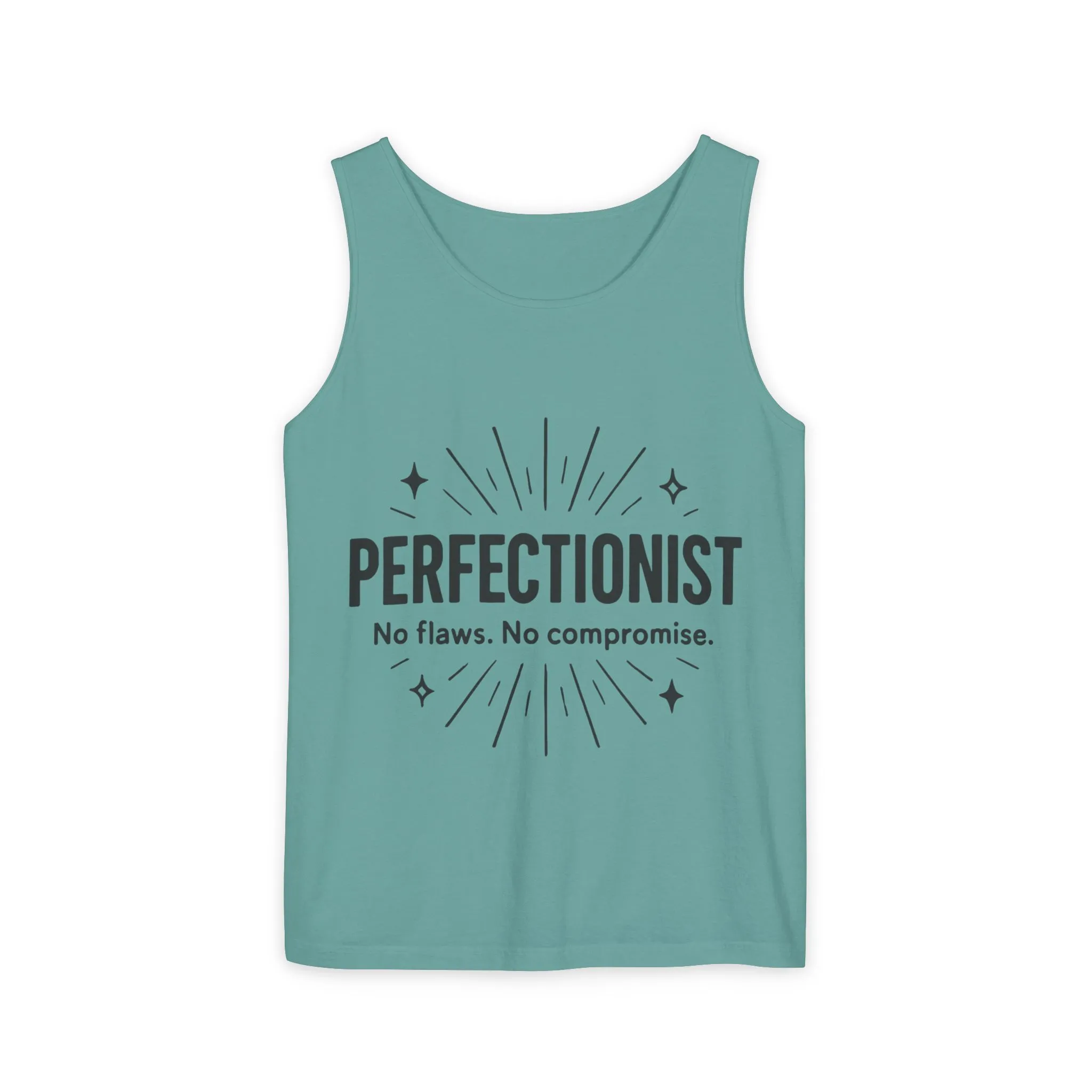 Mens Perfectionist Tank Top, No Flaws No Compromise, Minimal Bold Graphic Tee, Gift for OCD, Clean Freak, or Detail-Oriented Men - Image 7