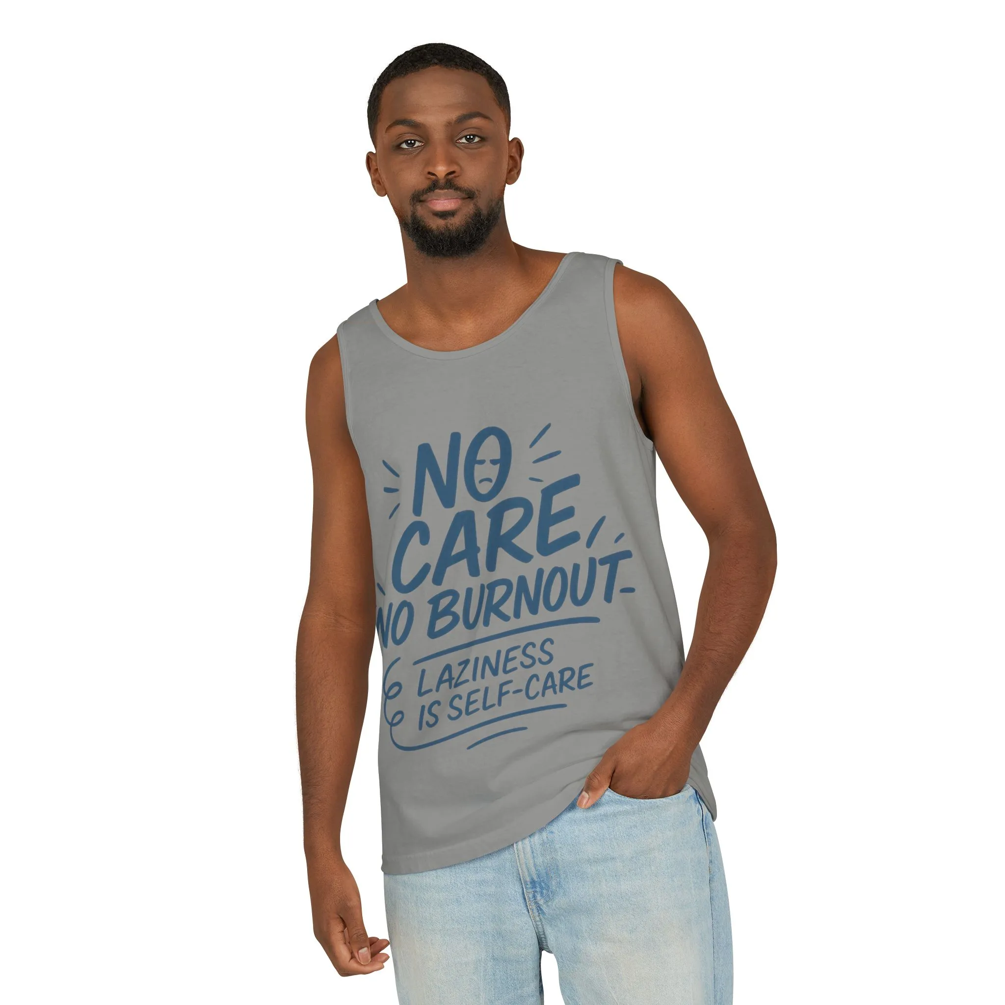 Mens Lazy Life Tank Top, No Care No Burnout Funny Quote, Workout Gym Sleeveless Shirt, Humor Gift for Him, Gift for Mental Health Awareness - Image 23