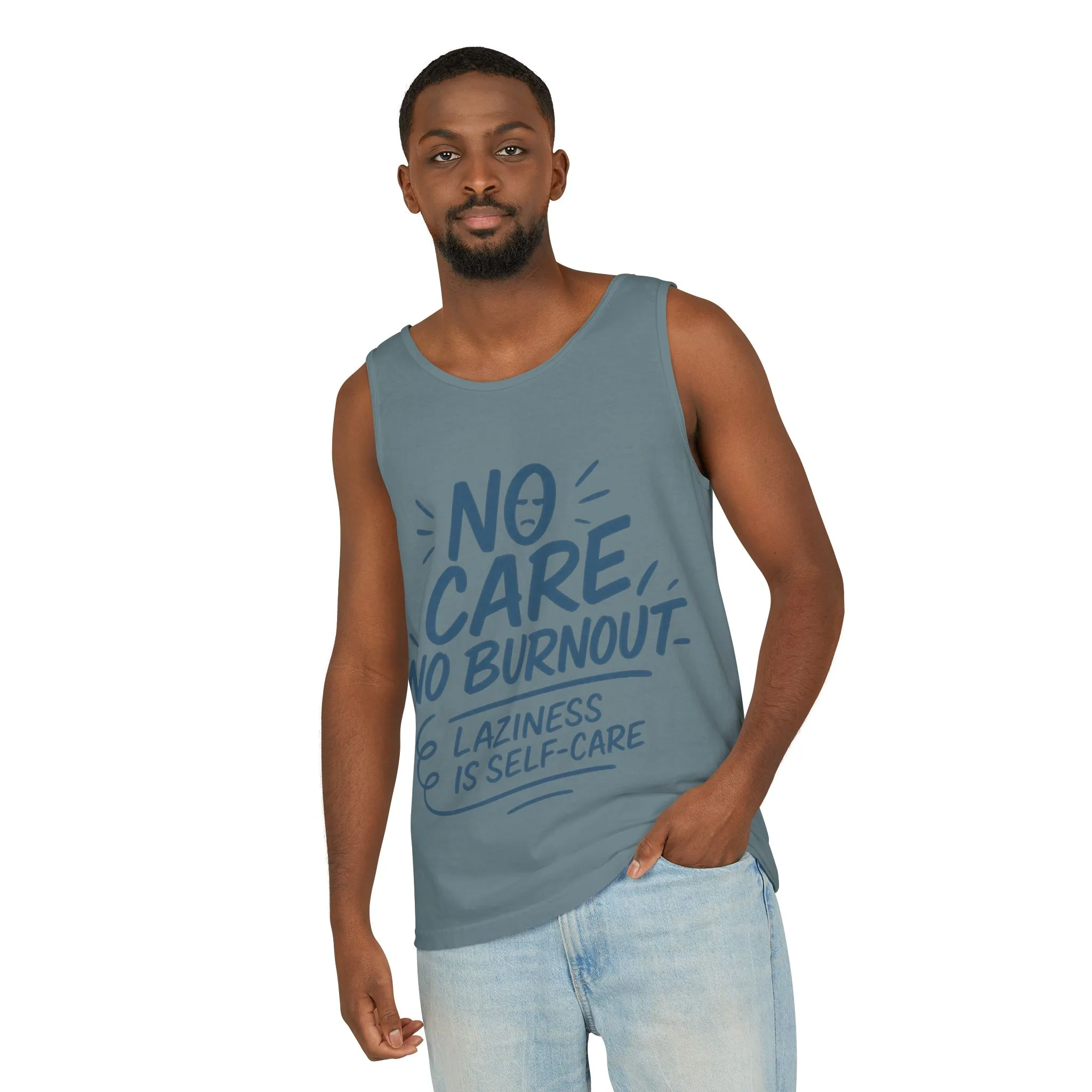 Mens Lazy Life Tank Top, No Care No Burnout Funny Quote, Workout Gym Sleeveless Shirt, Humor Gift for Him, Gift for Mental Health Awareness - Image 44