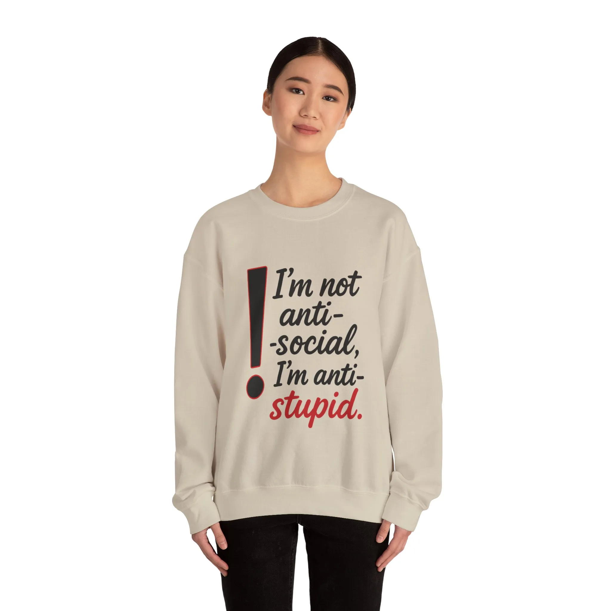 Anti-Stupid Sweatshirt, Funny Unisex Crewneck, Snarky Anti-Social Unisex Crewneck, Gift for Friends, Perfect for Everyday Wear - Image 5