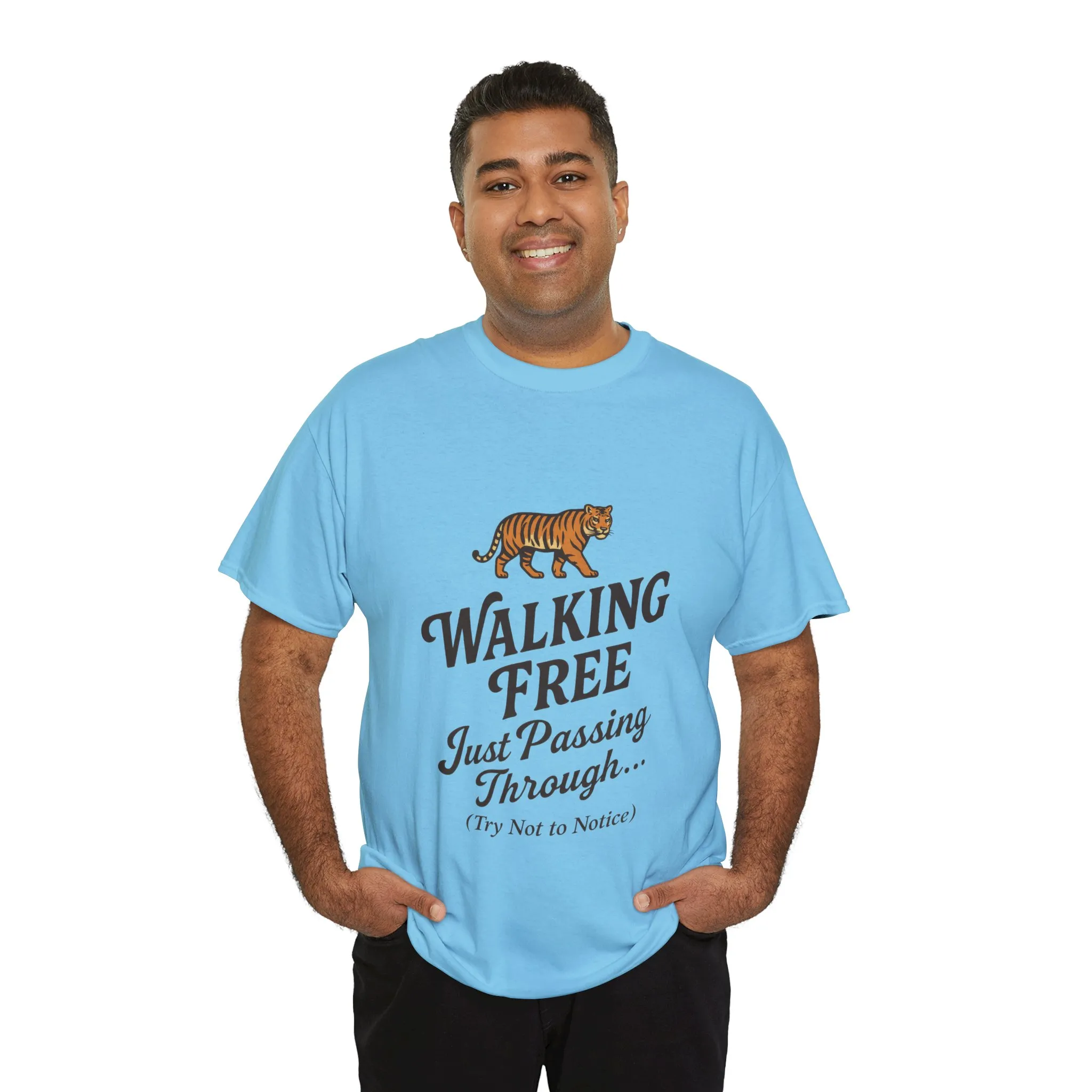 Walking Free Tiger Shirt for Men - Just Passing Through Funny Graphic Tee - Wild Animal Casual Top, Gift Nature Lovers - Image 21