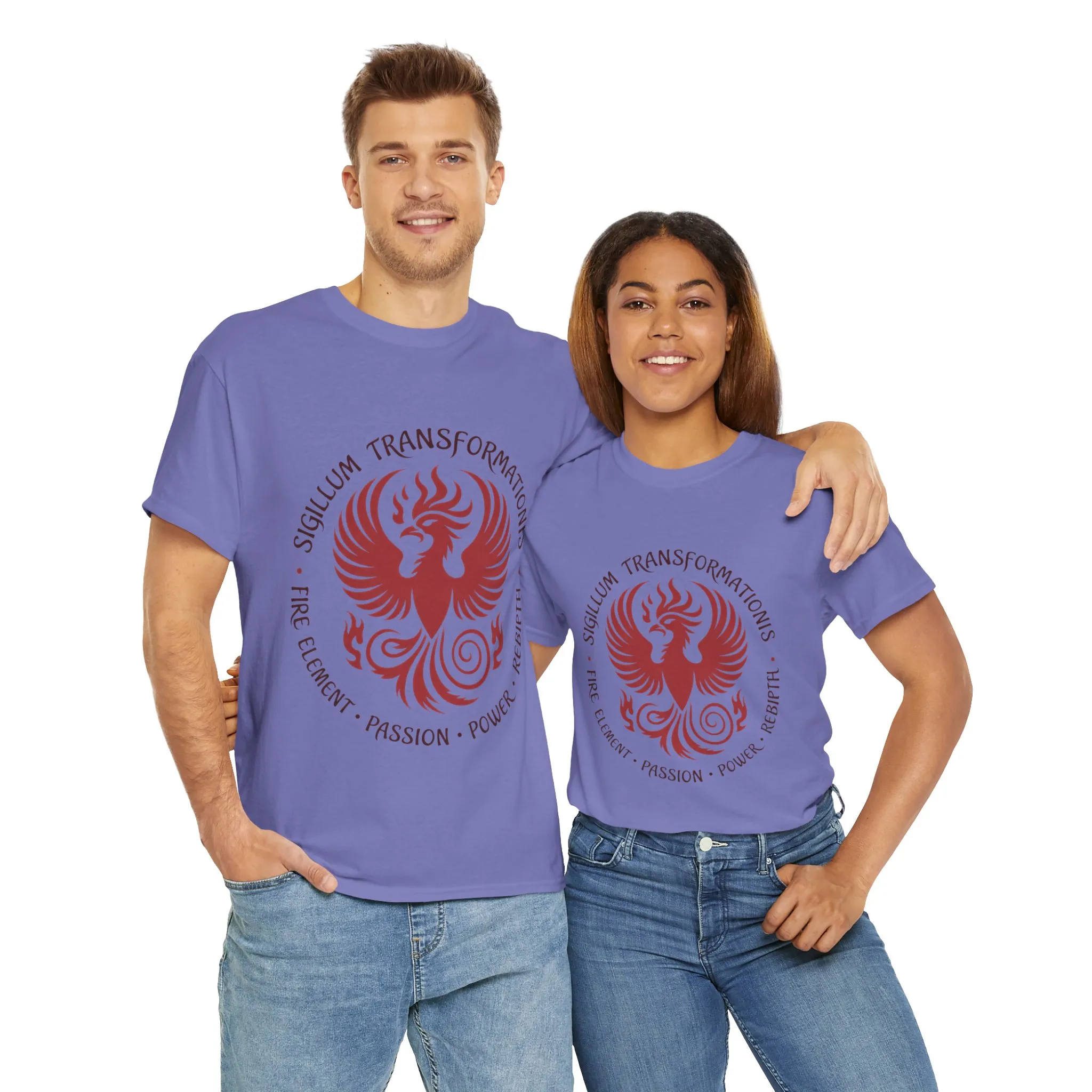 Phoenix Fire Element T-Shirt, Sigillum Transformationis Seal, Passion Power Rebirth Totem, Phoenix Symbol Unisex Tee, Spiritual Tee - Image 34