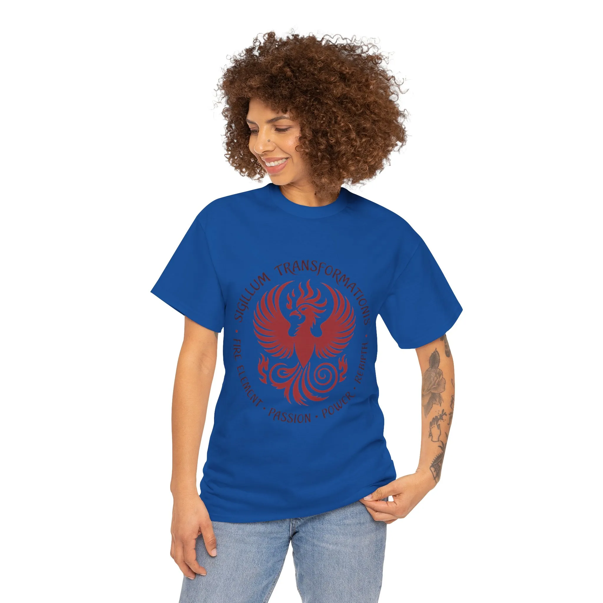 Phoenix Fire Element T-Shirt, Sigillum Transformationis Seal, Passion Power Rebirth Totem, Phoenix Symbol Unisex Tee, Spiritual Tee - Image 31