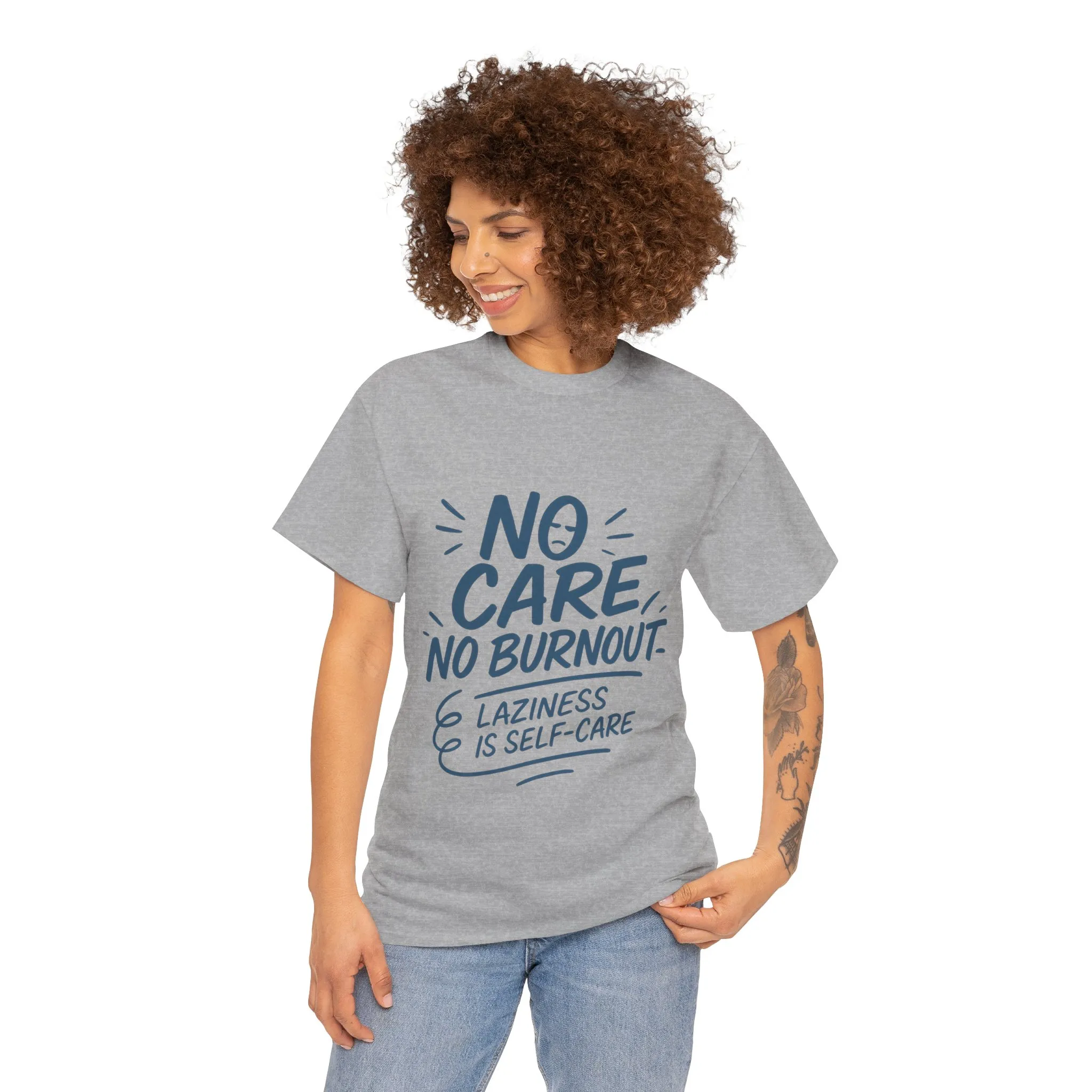 Funny Lazy Self-Care Womens T-Shirt, No Care No Burnout Quote Shirt, Casual Relaxed Fit Tee, Gift for Mental Health Awareness, Gift for Her - Image 14