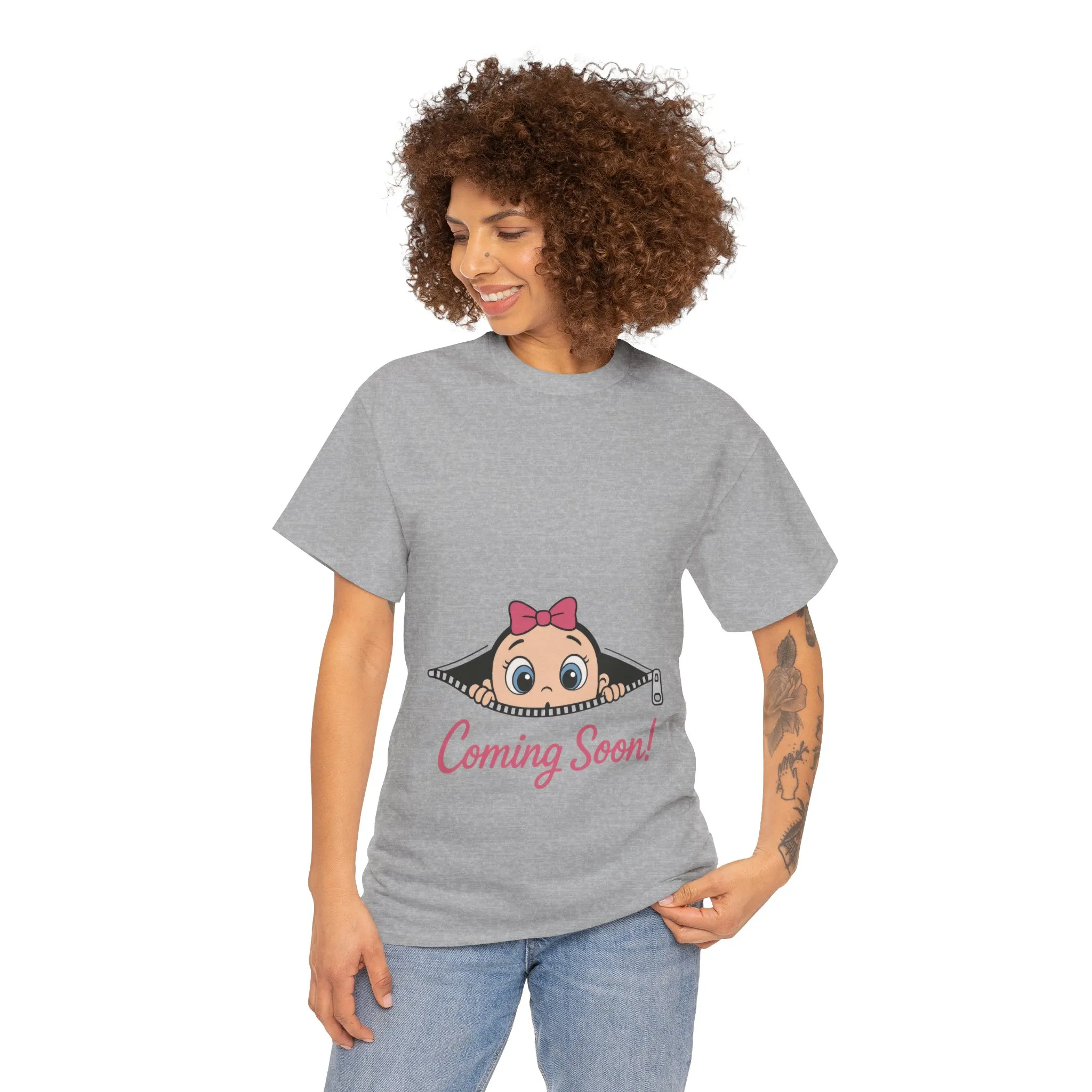 Coming Soon Maternity T-Shirt, Cute Baby Girl Pregnancy Announcement Shirt, Expecting Mom Gift, Gender Reveal Tee, Baby Shower Gift - Image 8