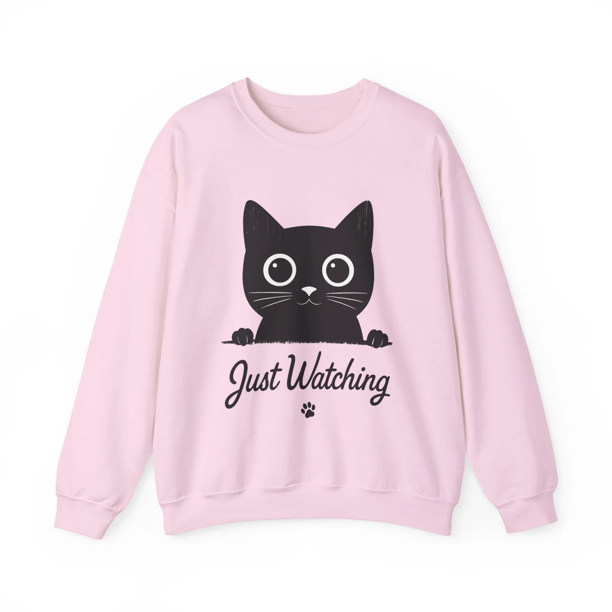 Funny Black Cat Womens Crewneck Sweatshirt - Just Watching Minimalist Kitty Pullover - Cozy Cat Lover Gift, Pet Owner Apparel - Image 22
