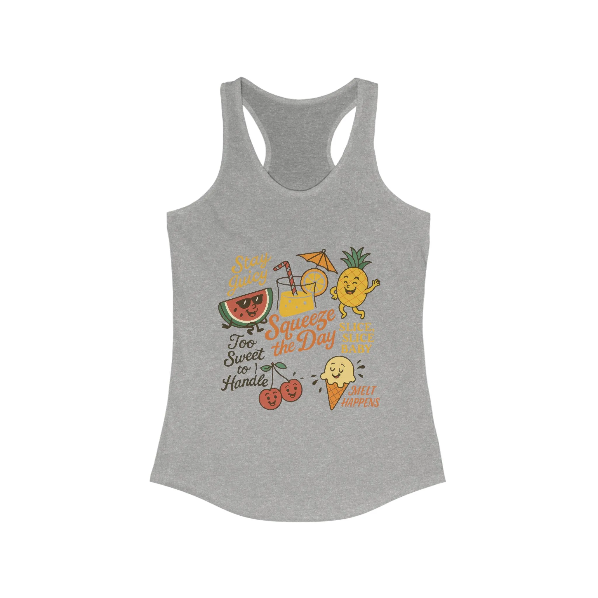 Cute Fruit Pun Tank Top for Women, Summer Graphic Tee, Kawaii Watermelon Pineapple Ice Cream Design, Stay Juicy Top, Beach Day, Vacation... - Image 3