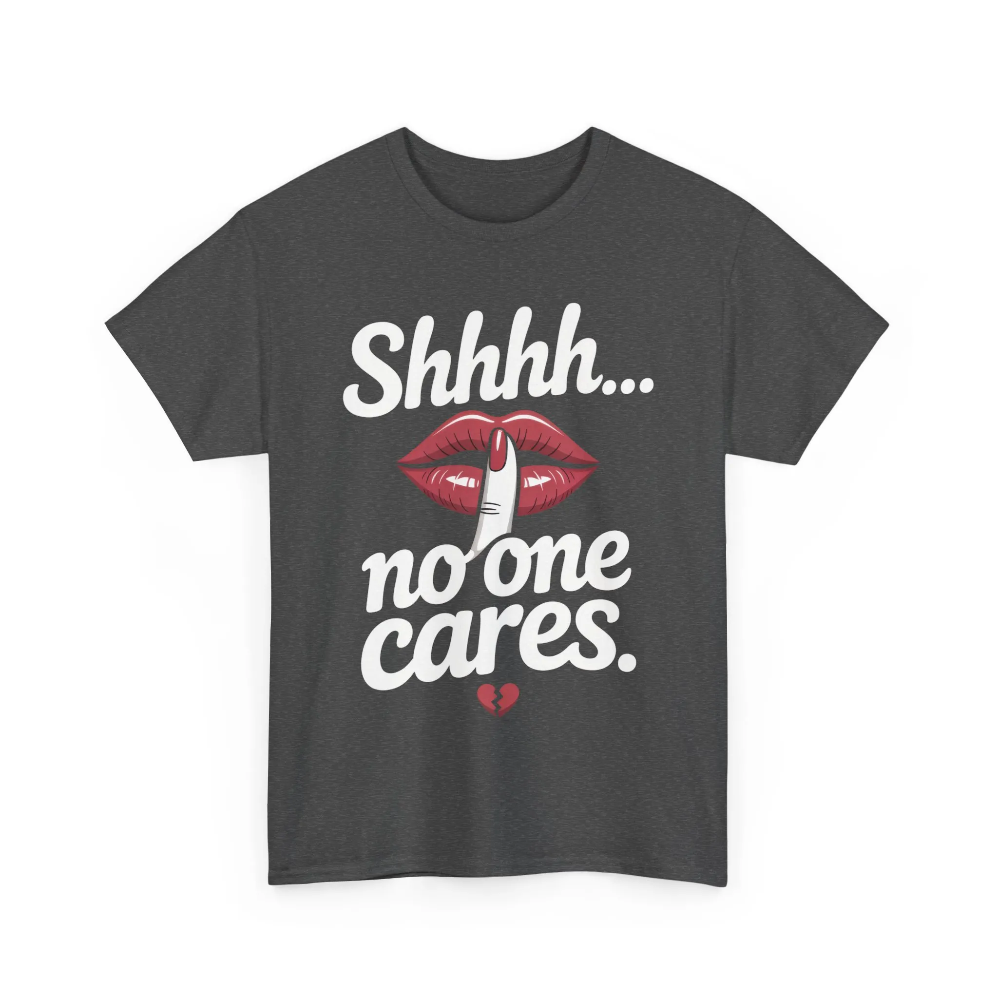 Shhh No One Cares Shirt, Sassy Funny Graphic Tee for Women, Sarcastic Lips Tank Top, Bold Attitude T-Shirt, Tee with Bold Statement Design - Image 4