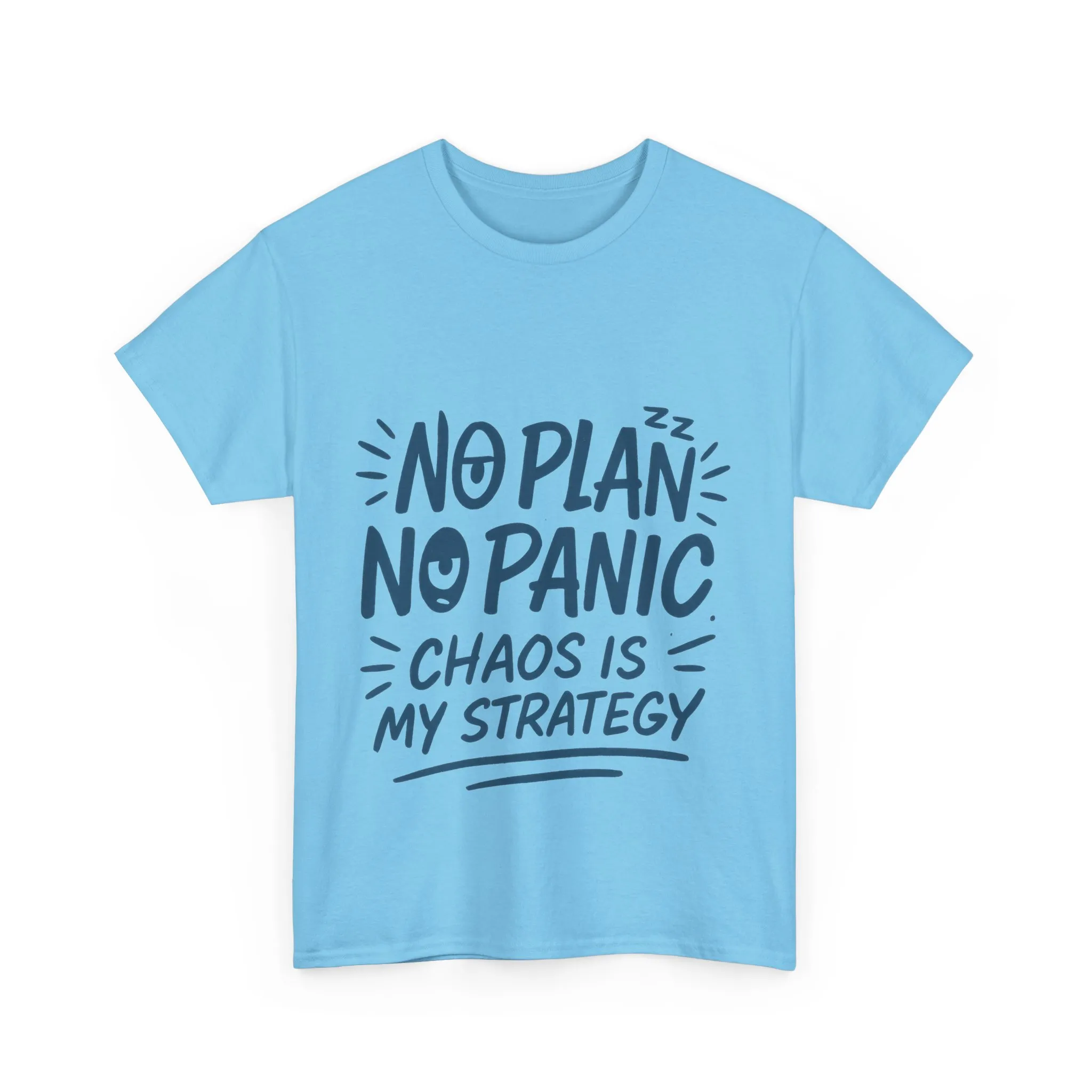 Funny Chaos Quote Mens T-Shirt, No Plan No Panic Humor Shirt, Casual Graphic Tee Gift for Him, Relaxed Fit - Image 19